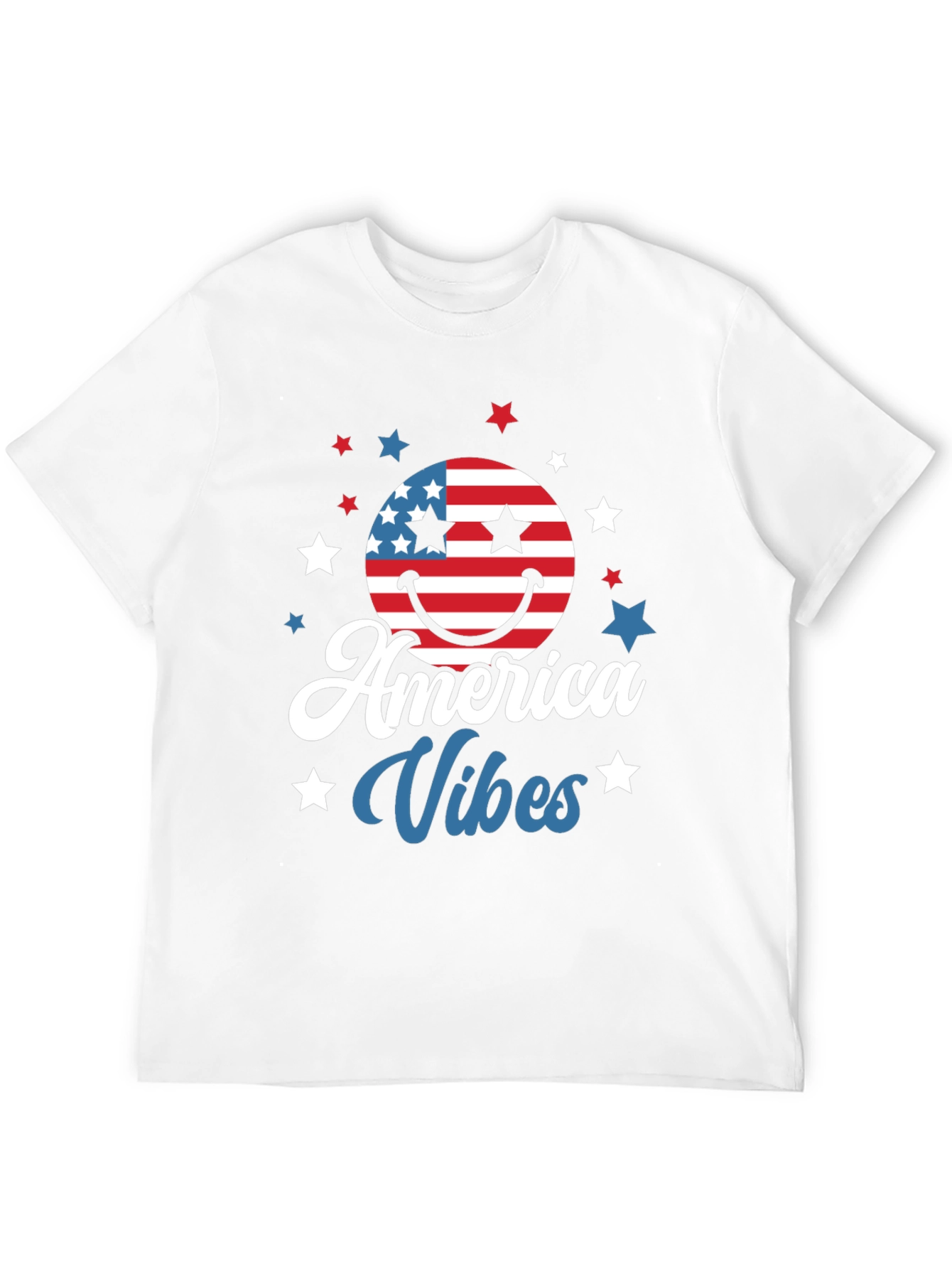 America Vibes T-Shirt Patriotic USA Flag Smiley