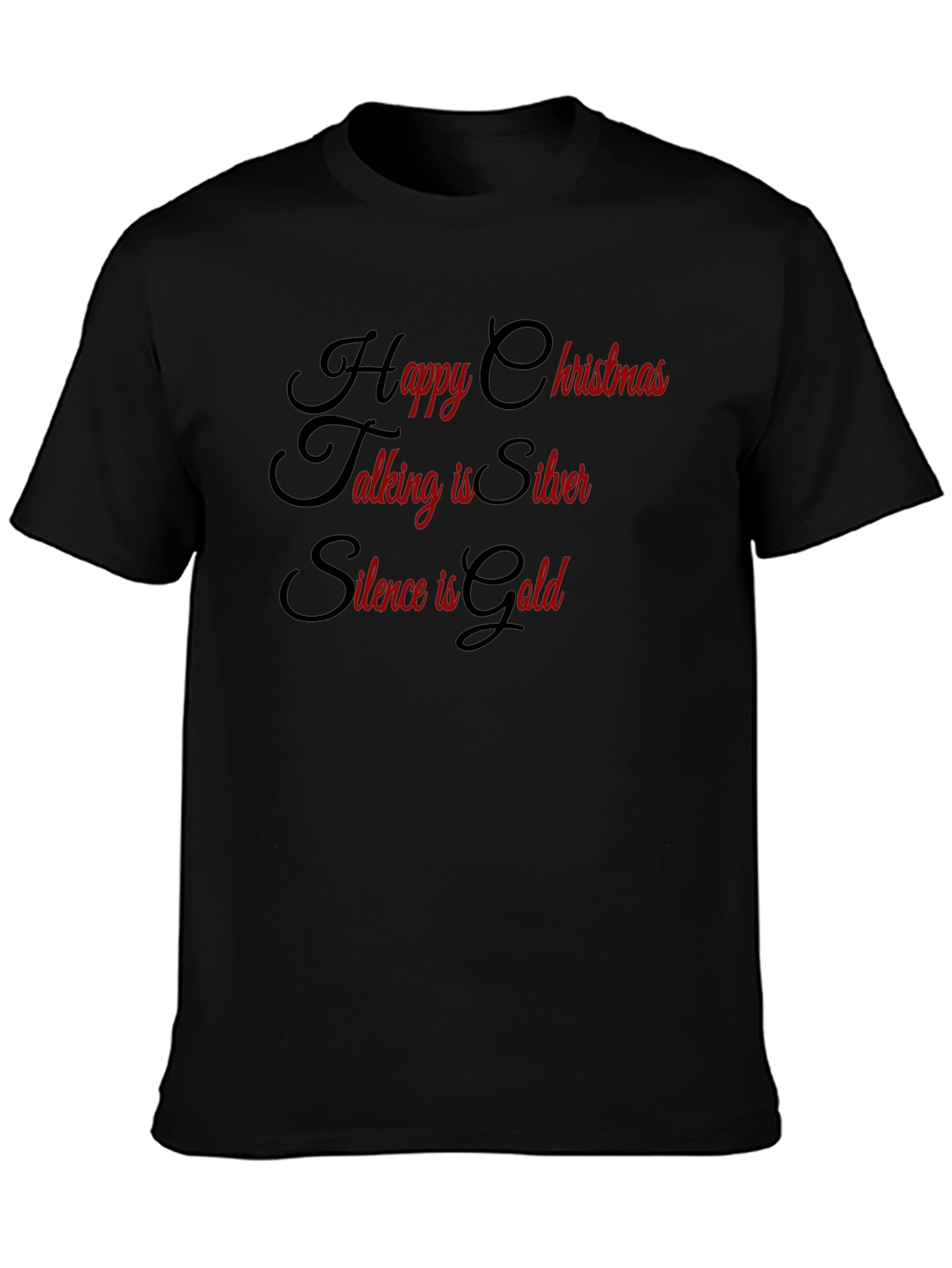Festive Slogan Tee: Happy Christmas Silver Gold!