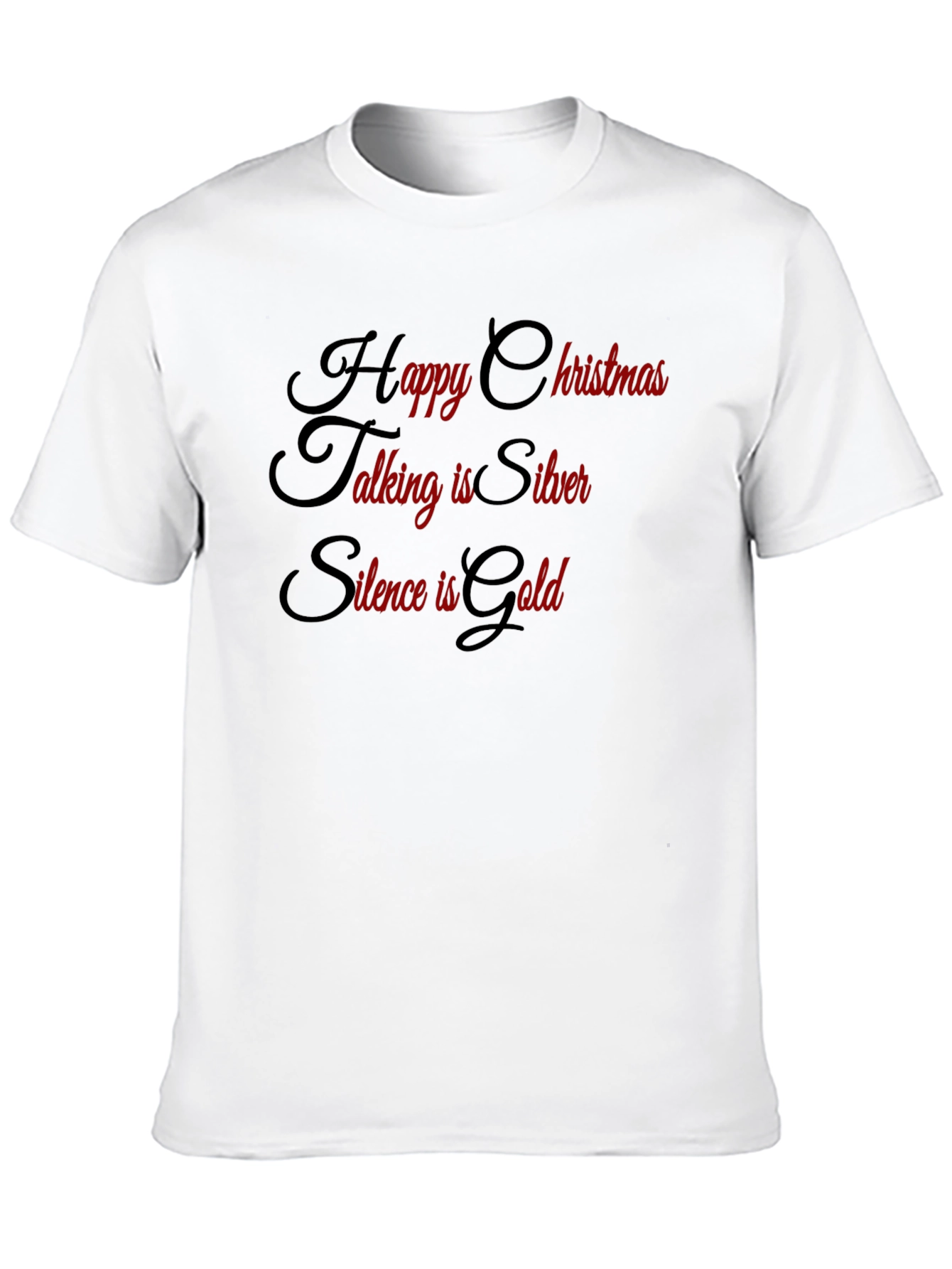 Festive Slogan Tee: Happy Christmas Silver Gold!