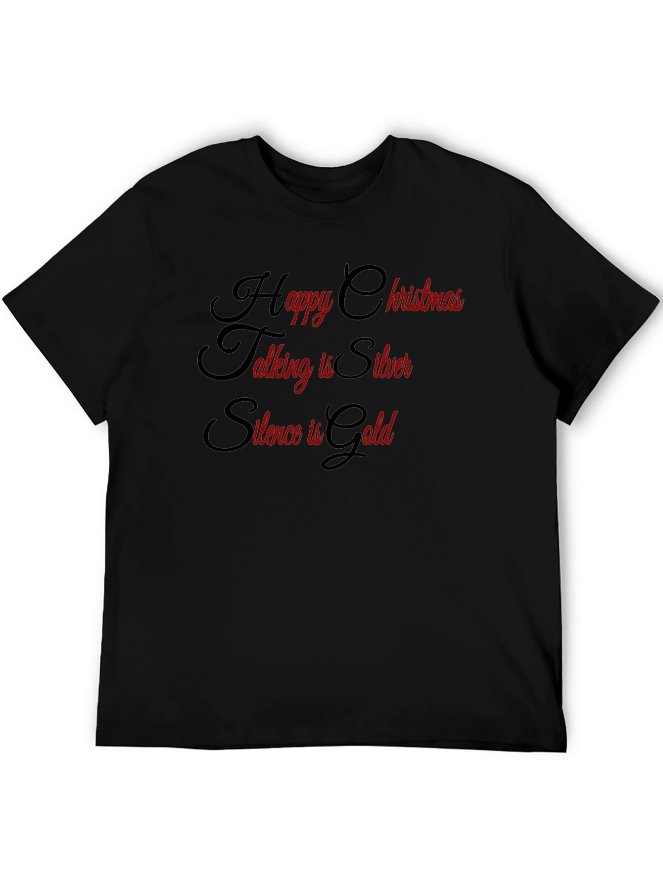 Festive Slogan Tee: Happy Christmas Silver Gold!