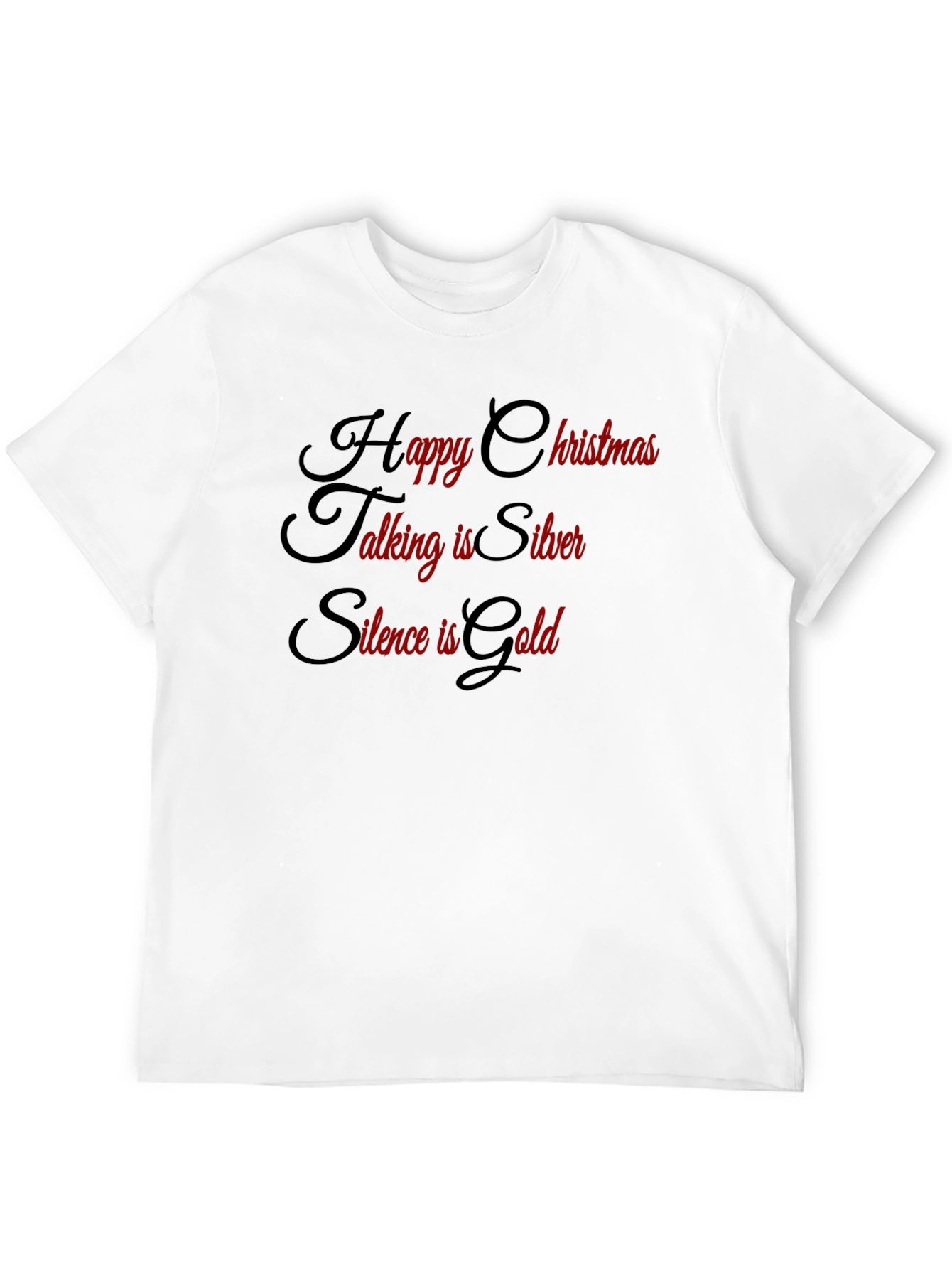 Festive Slogan Tee: Happy Christmas Silver Gold!