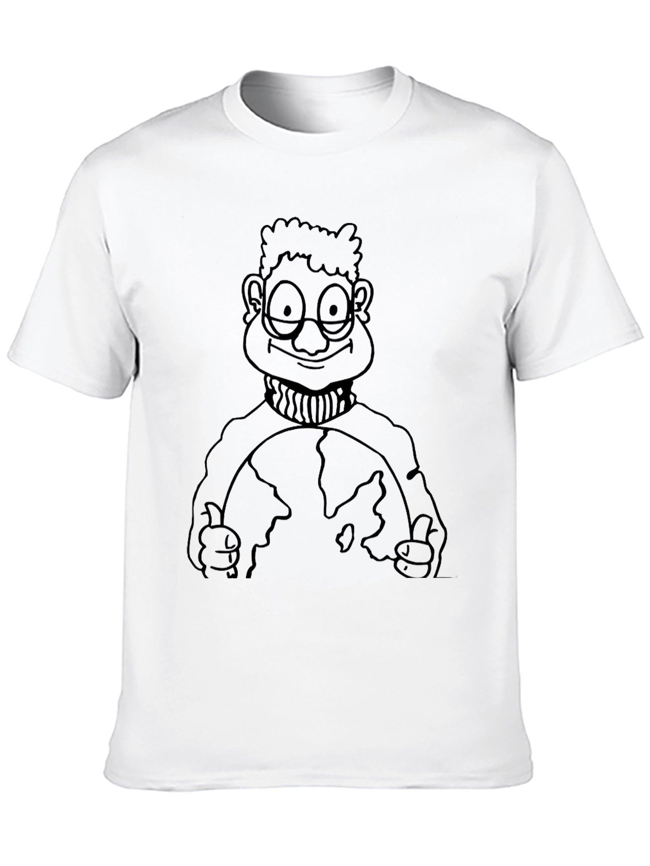 Cartoon Geek Earth Graphic T-Shirt