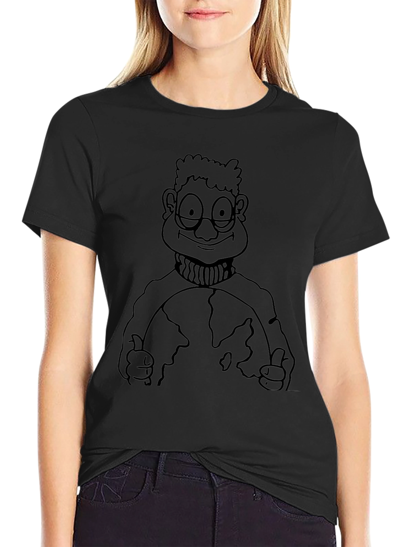 Cartoon Geek Earth Graphic T-Shirt