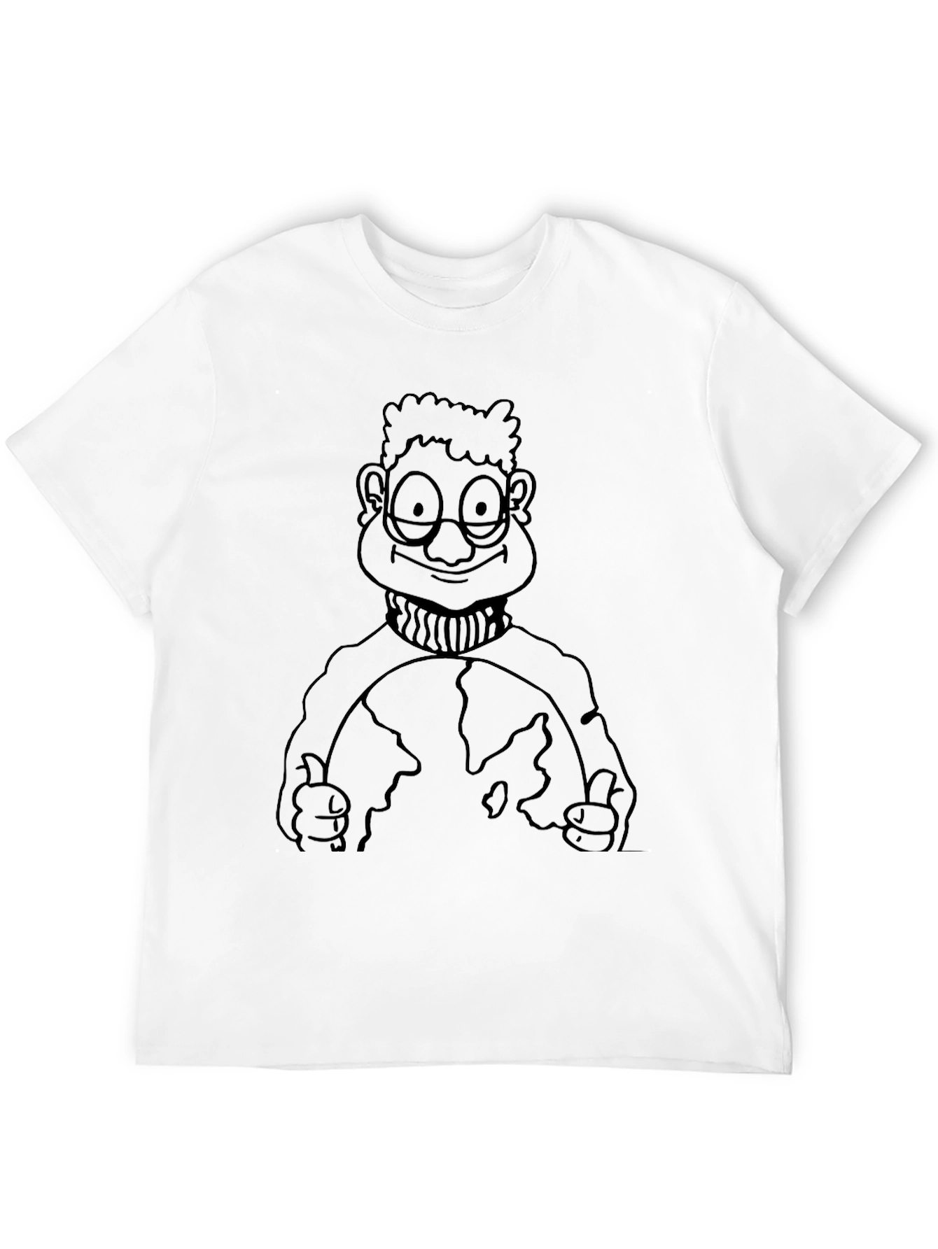 Cartoon Geek Earth Graphic T-Shirt