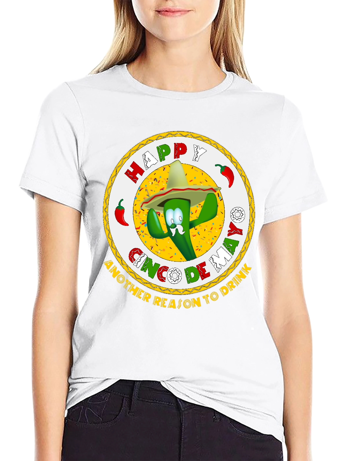 Happy Cinco de Mayo Black Graphic T-Shirt