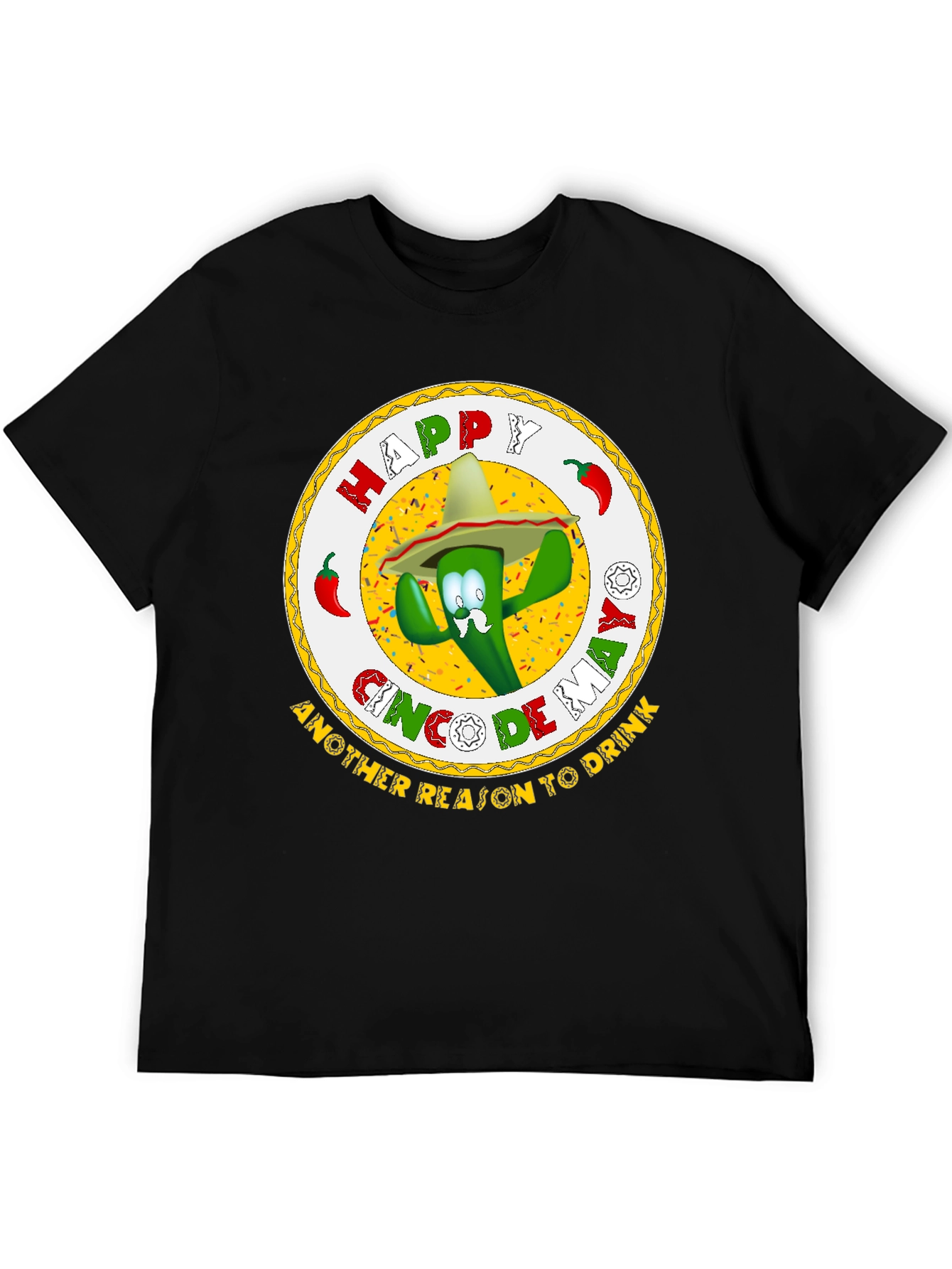 Happy Cinco de Mayo Black Graphic T-Shirt
