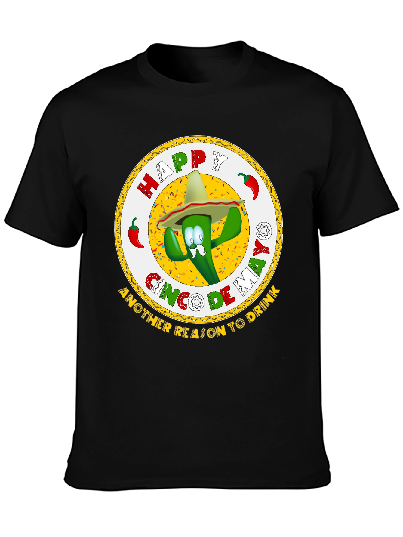 Happy Cinco de Mayo Black Graphic T-Shirt