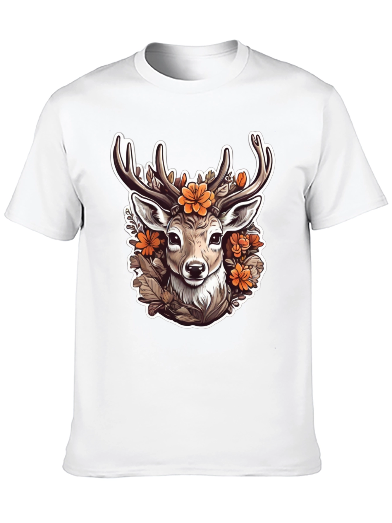 Floral Deer Head Graphic T-Shirt
