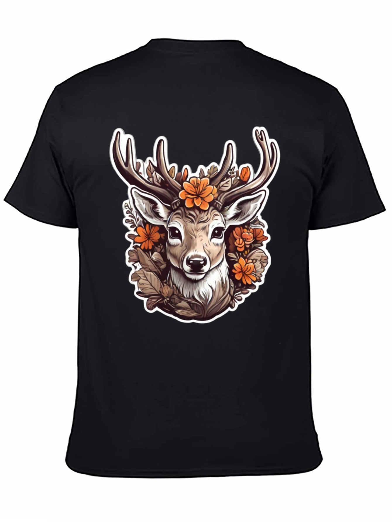 Floral Deer Head Graphic T-Shirt