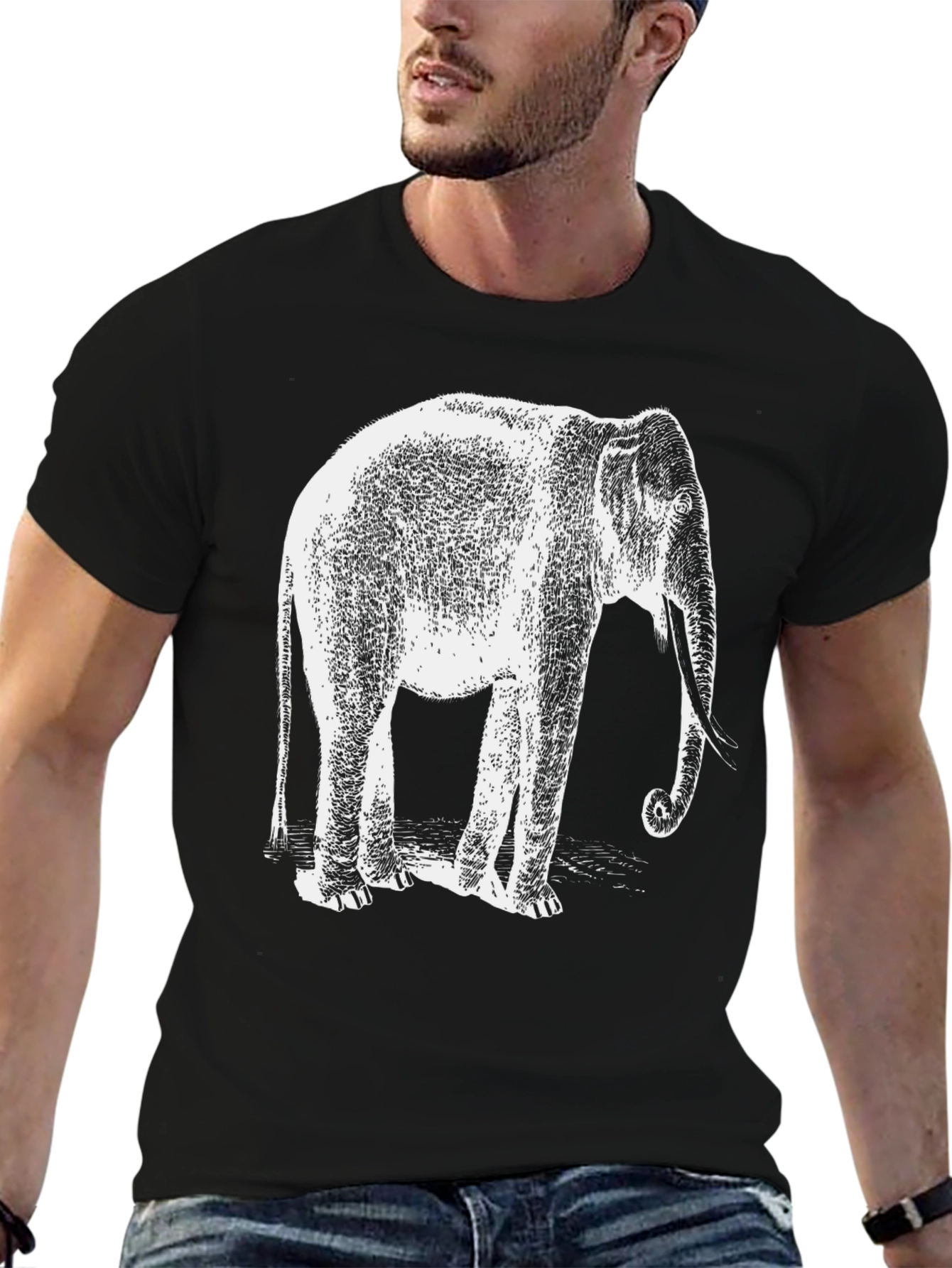 Elephant Graphic Tee - Black Casual Shirt