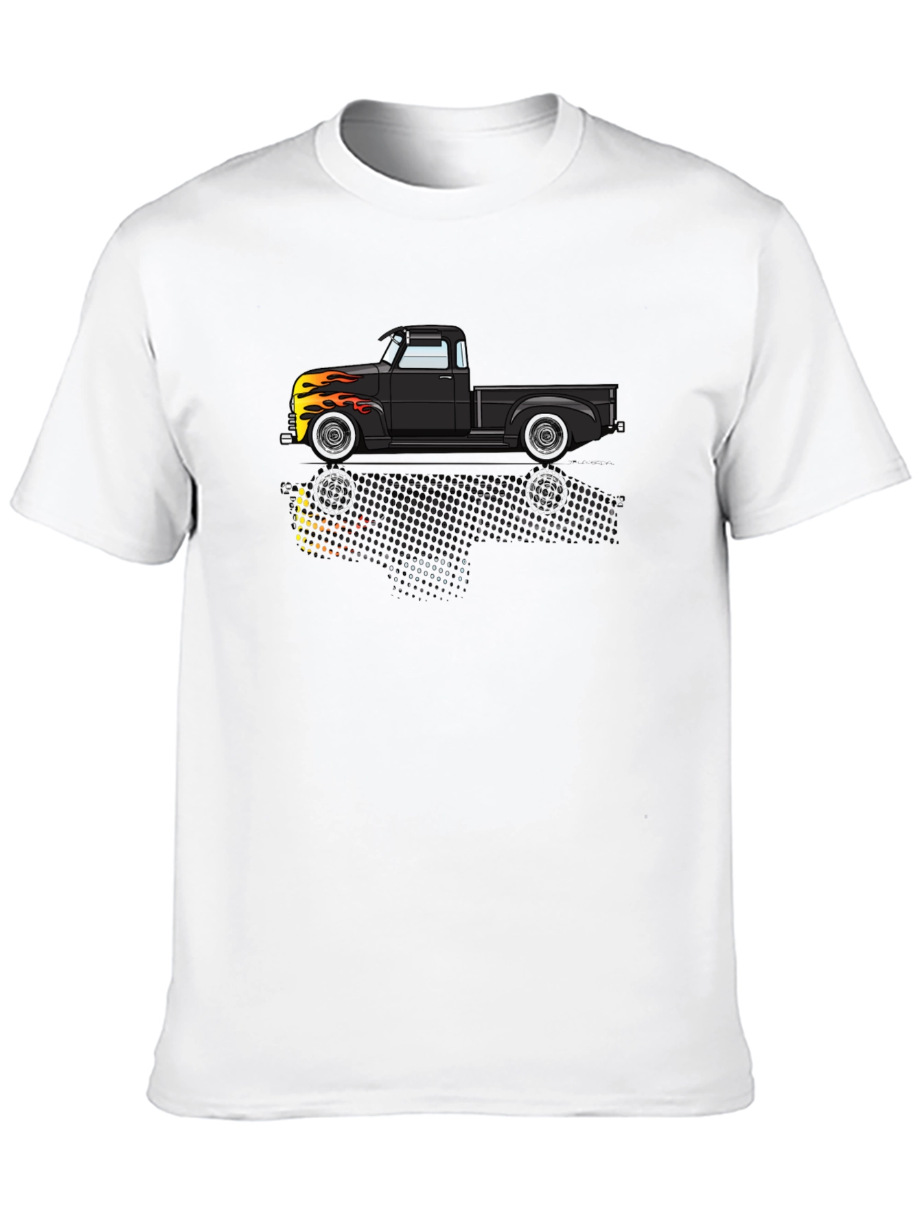 Classic Black Truck Flames Graphic Tee