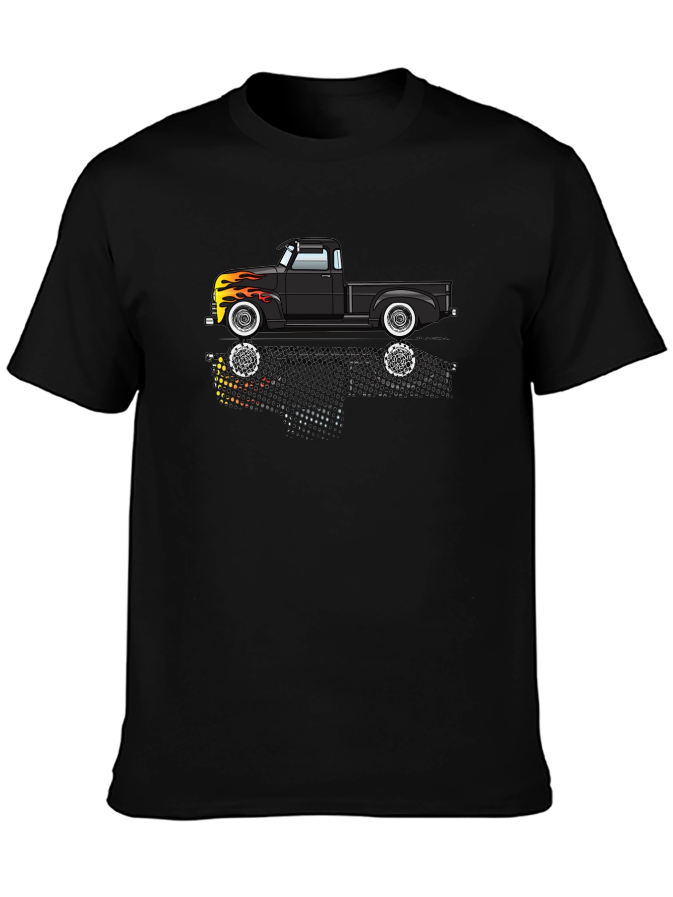 Classic Black Truck Flames Graphic Tee