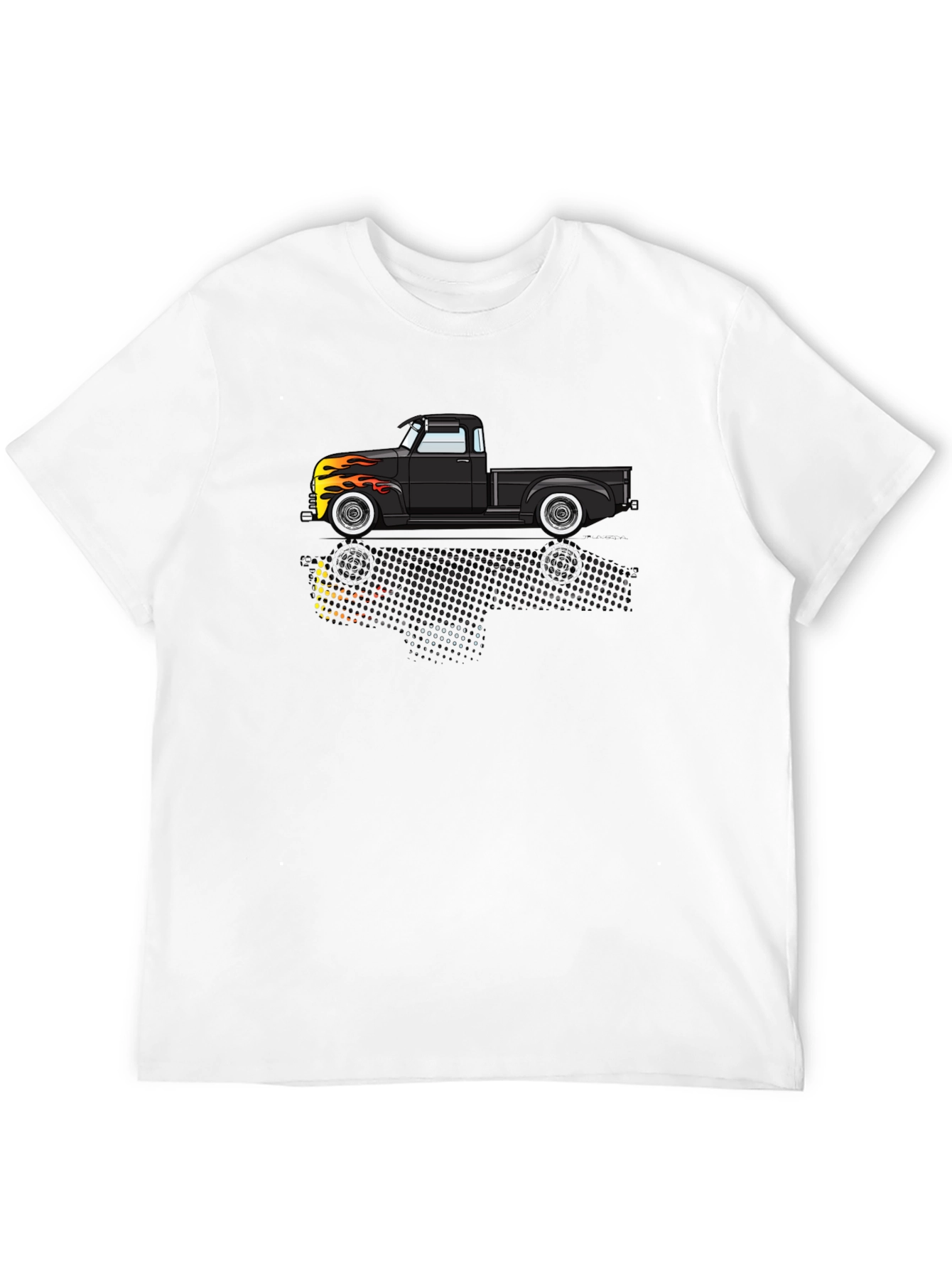 Classic Black Truck Flames Graphic Tee