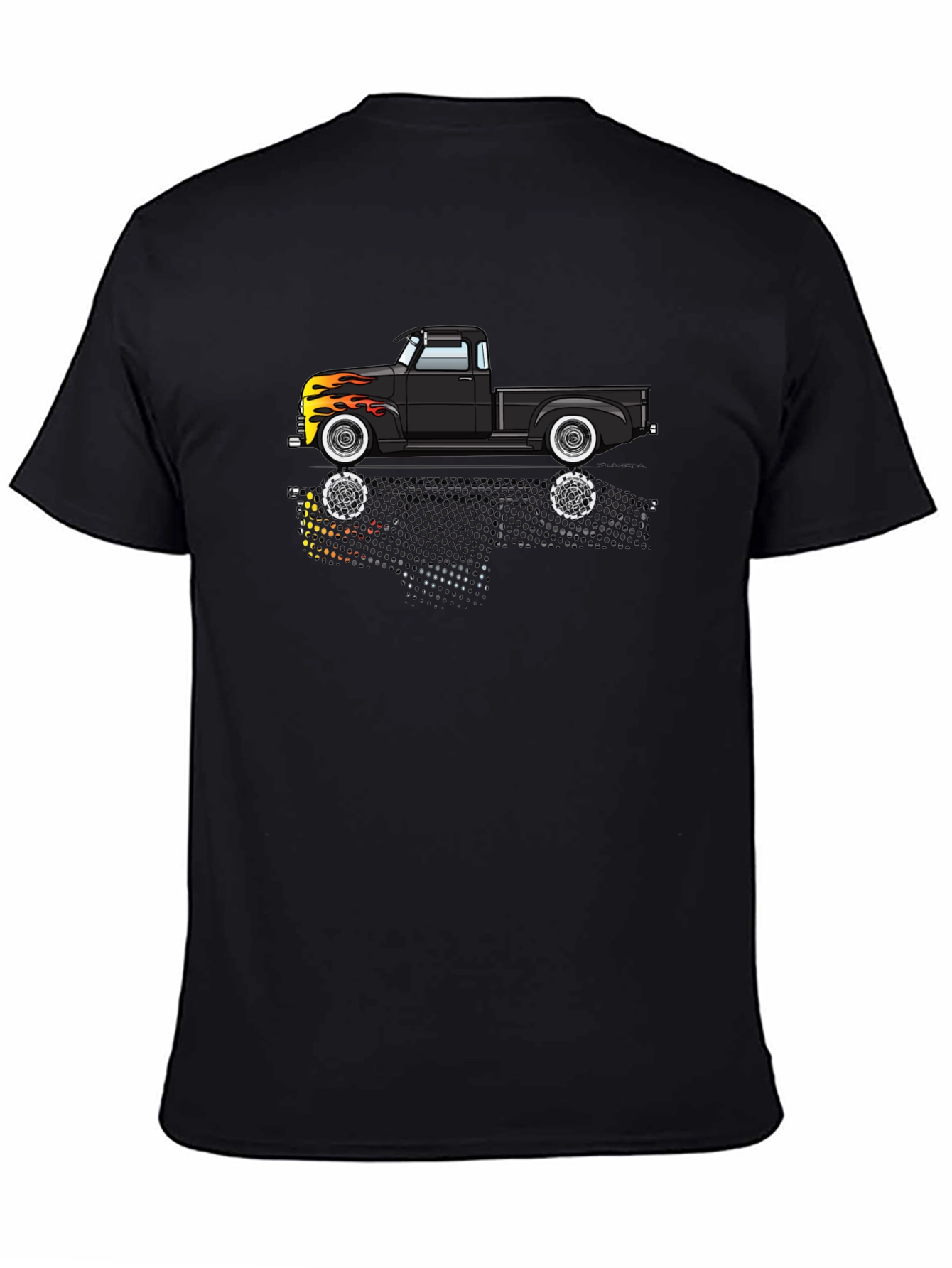 Classic Black Truck Flames Graphic Tee
