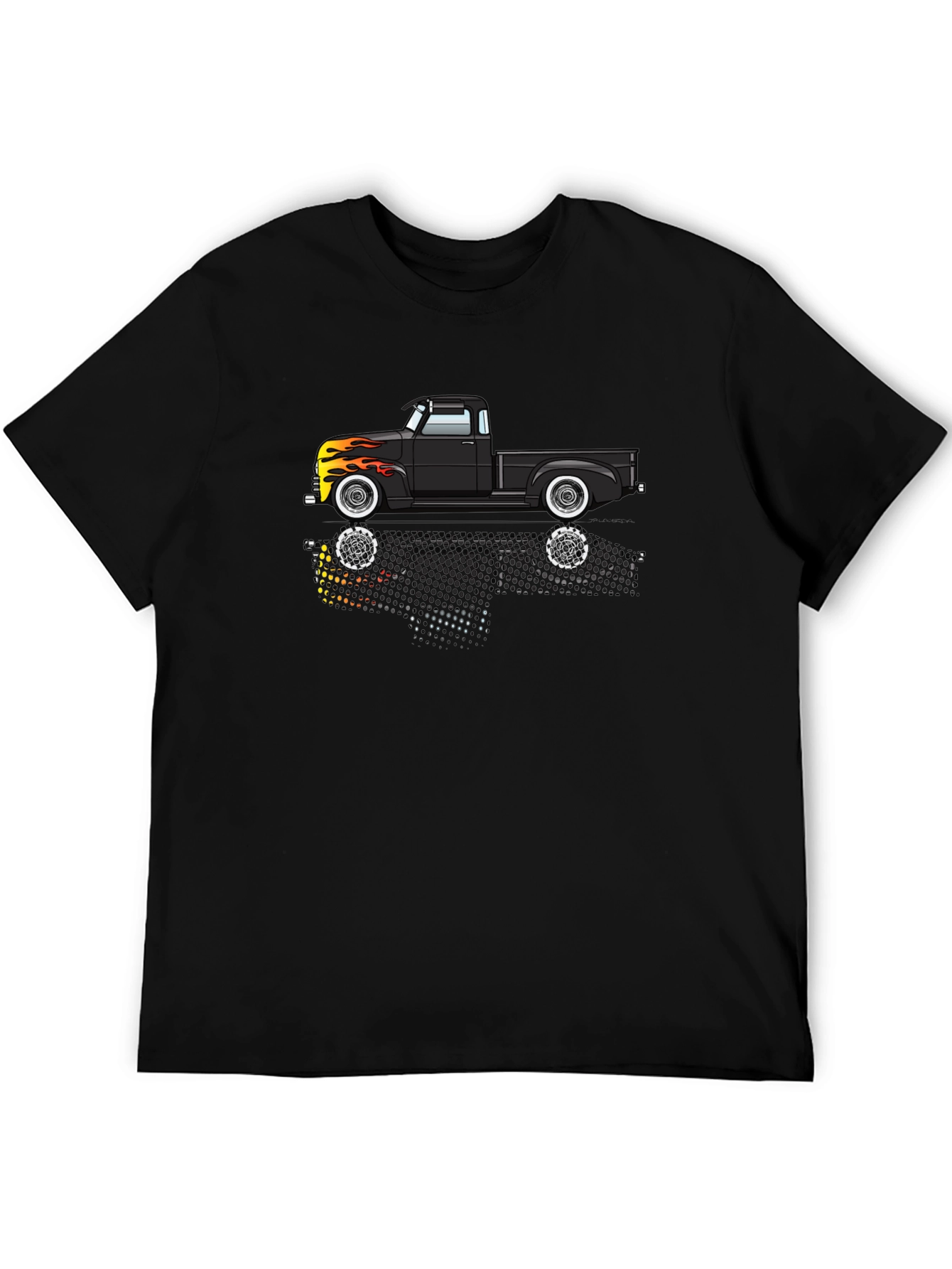 Classic Black Truck Flames Graphic Tee