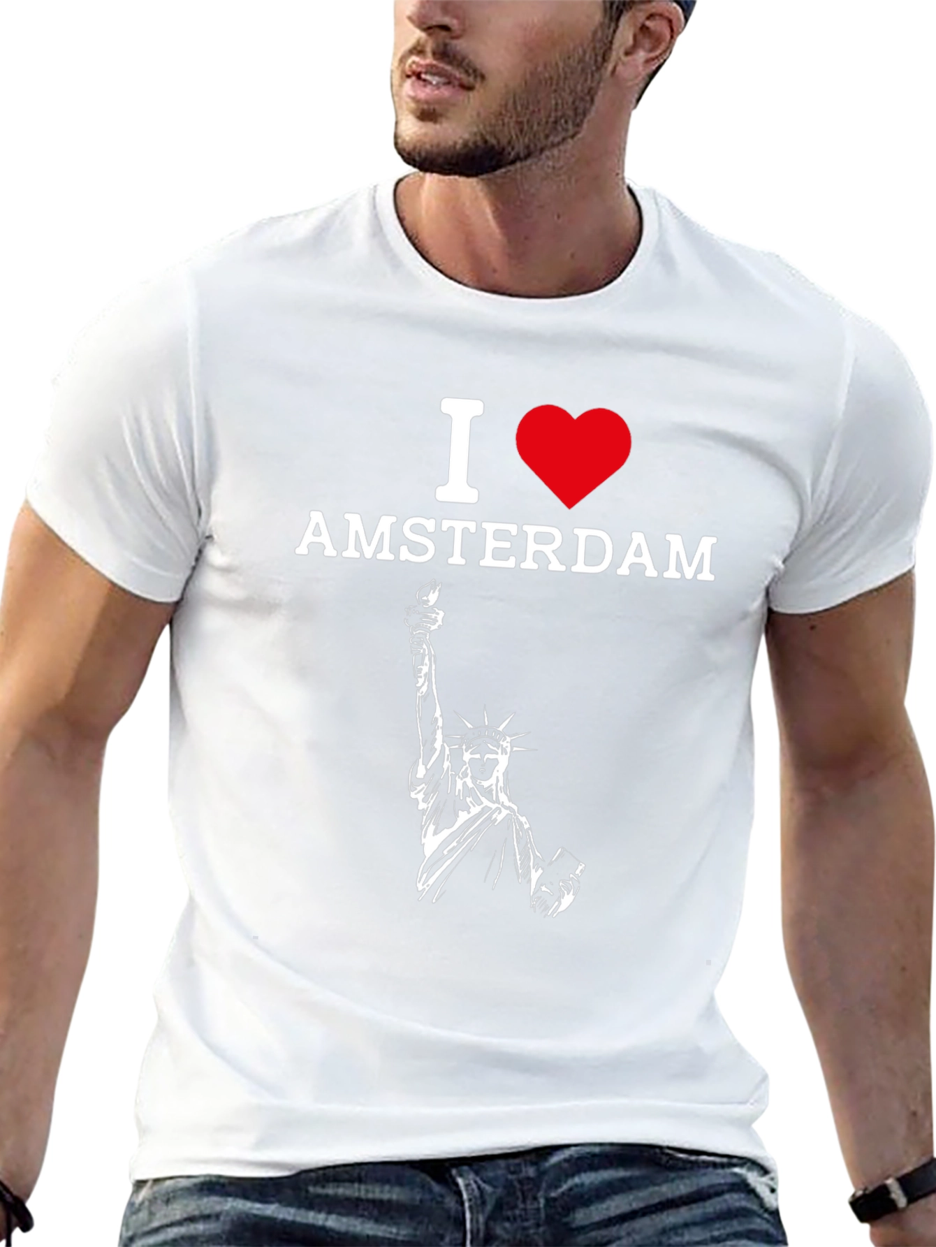 I Love Amsterdam T-Shirt Statue of Liberty Style