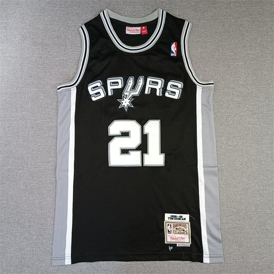 Men's San Antonio Spurs Tim Duncan Black Big & Tall Hardwood Classics Jerseys