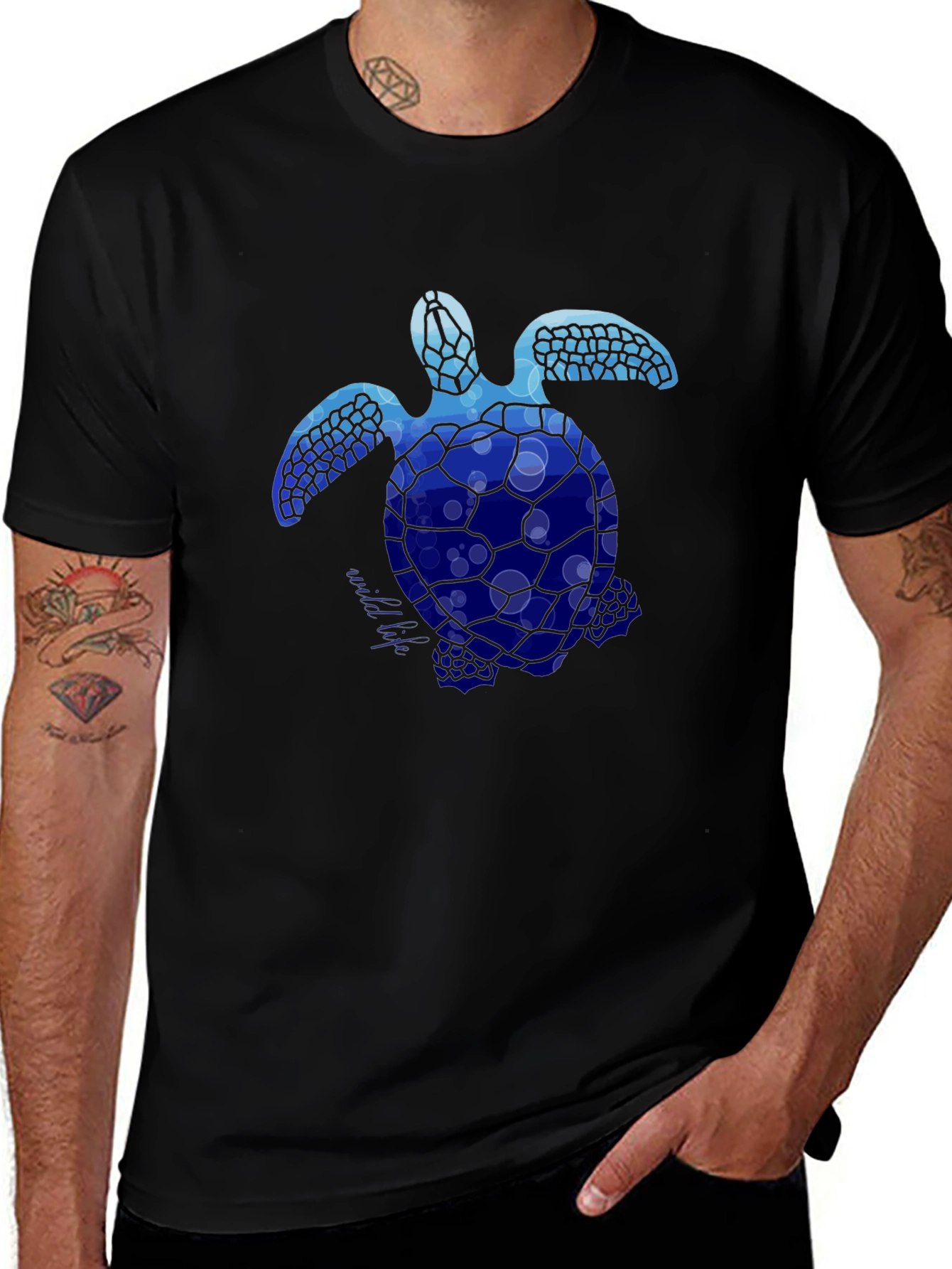 Blue Sea Turtle Graphic T-Shirt