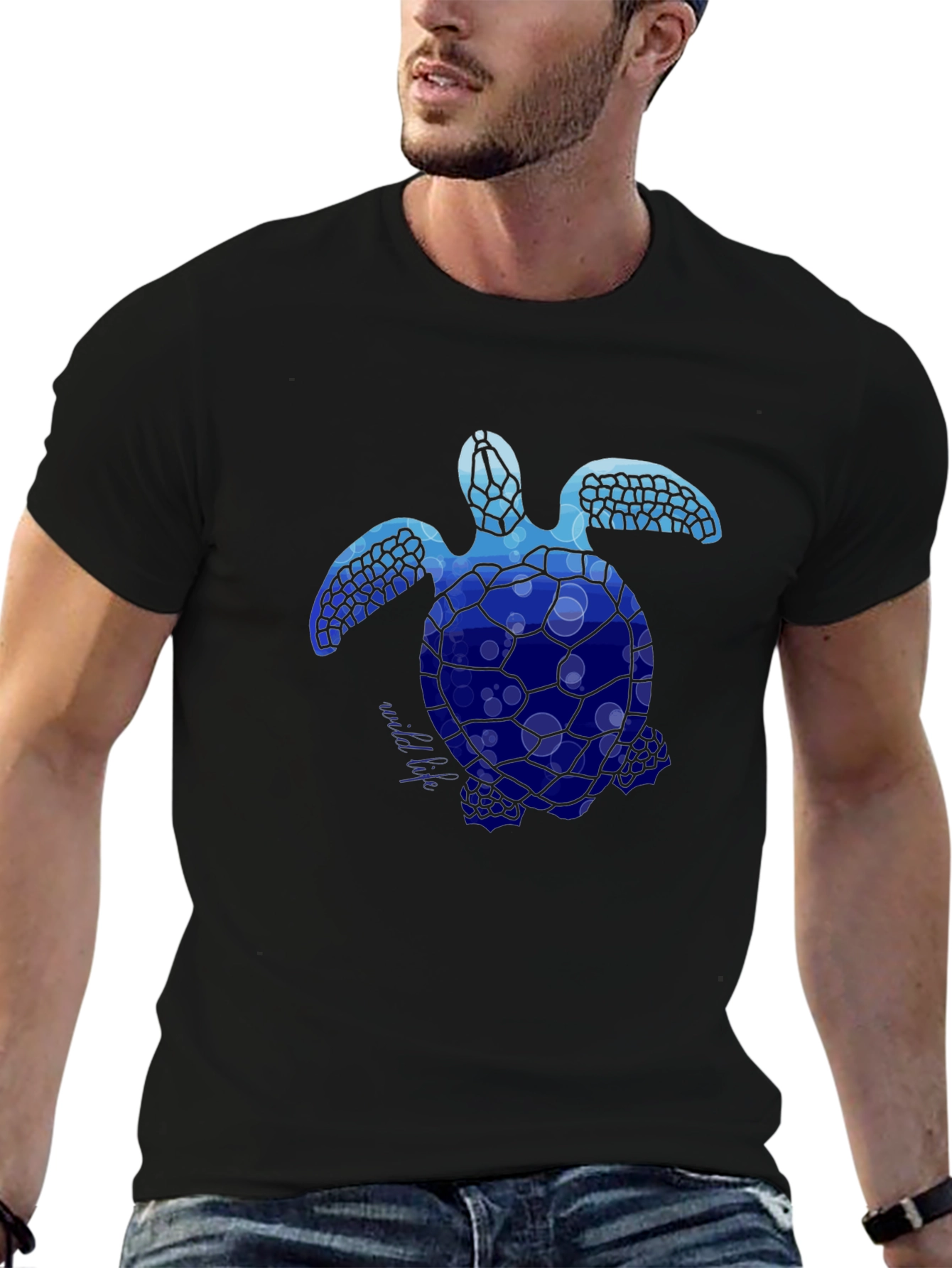 Blue Sea Turtle Graphic T-Shirt