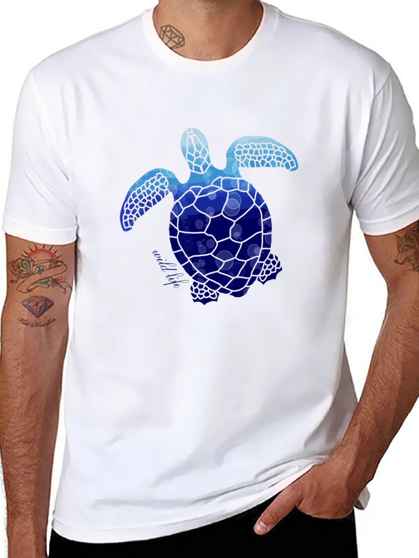 Blue Sea Turtle Graphic T-Shirt