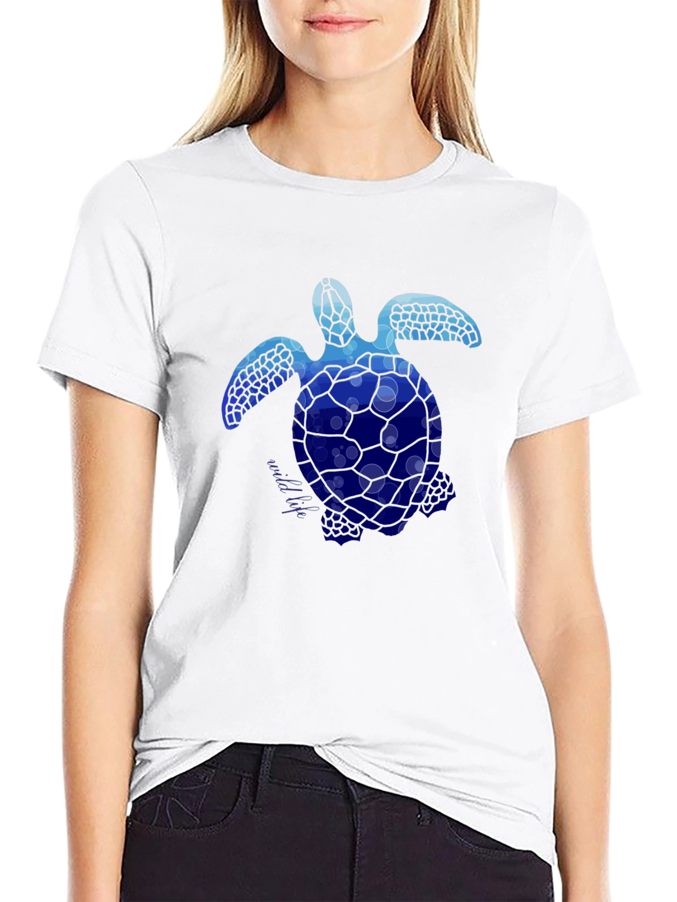 Blue Sea Turtle Graphic T-Shirt