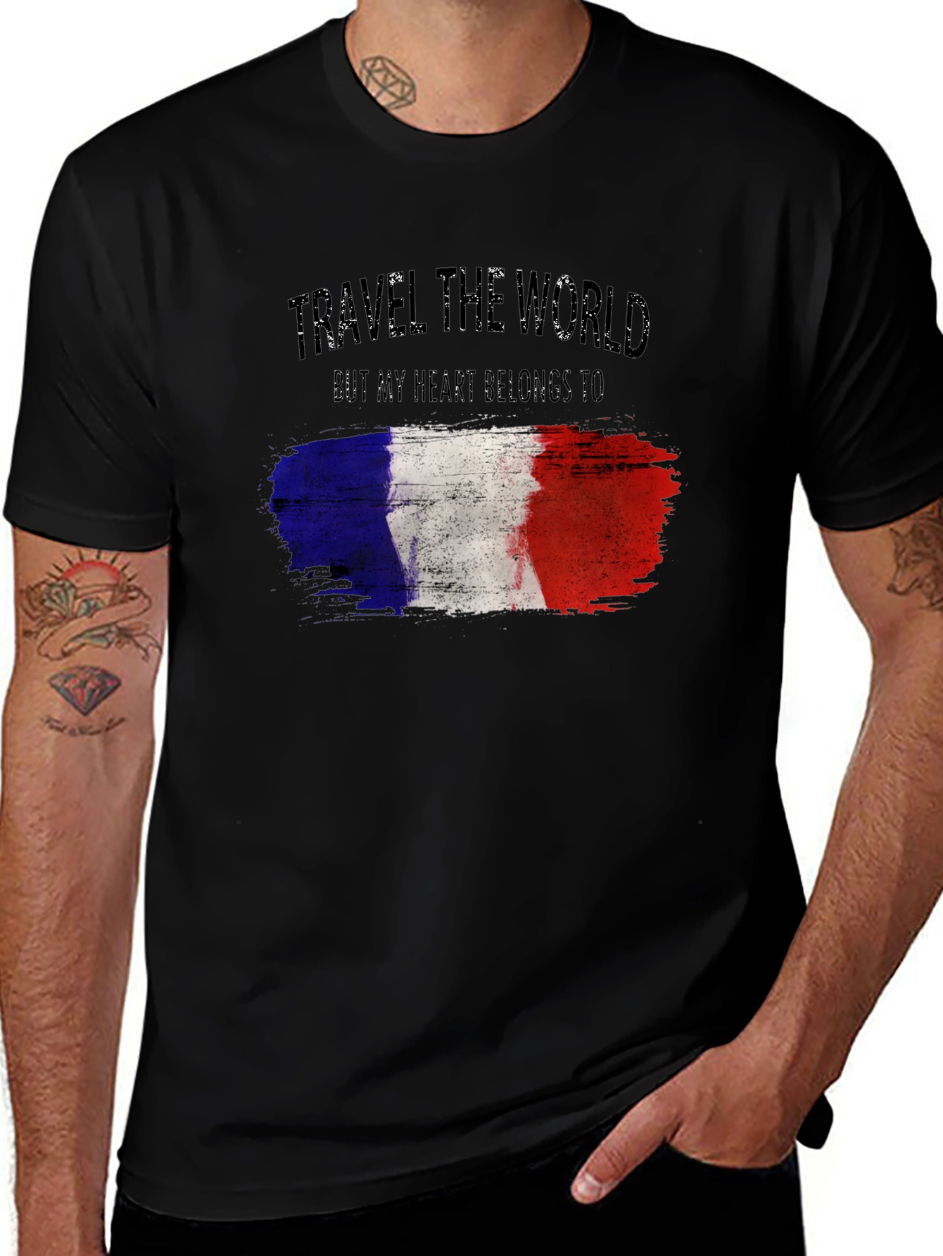 Travel the World France Flag Graphic T-Shirt