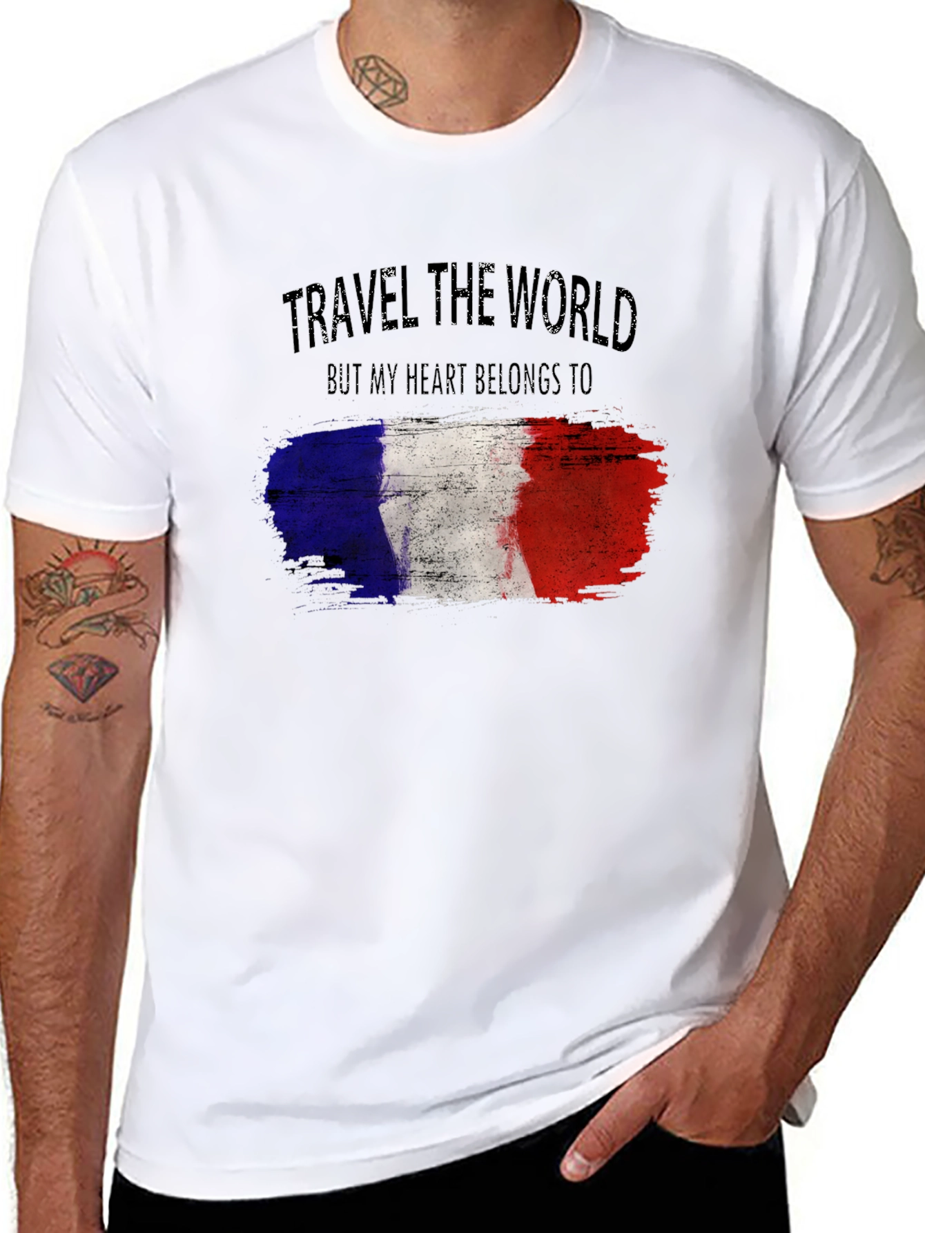 Travel the World France Flag Graphic T-Shirt