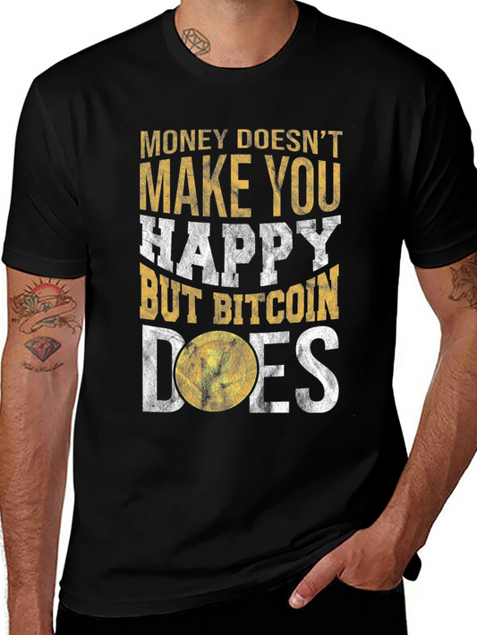 Bitcoin Graphic Tee: Money Doesnt Buy Happiness