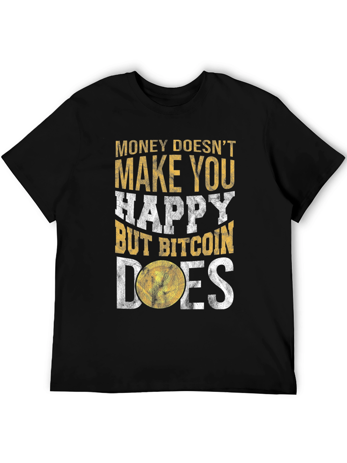 Bitcoin Graphic Tee: Money Doesnt Buy Happiness