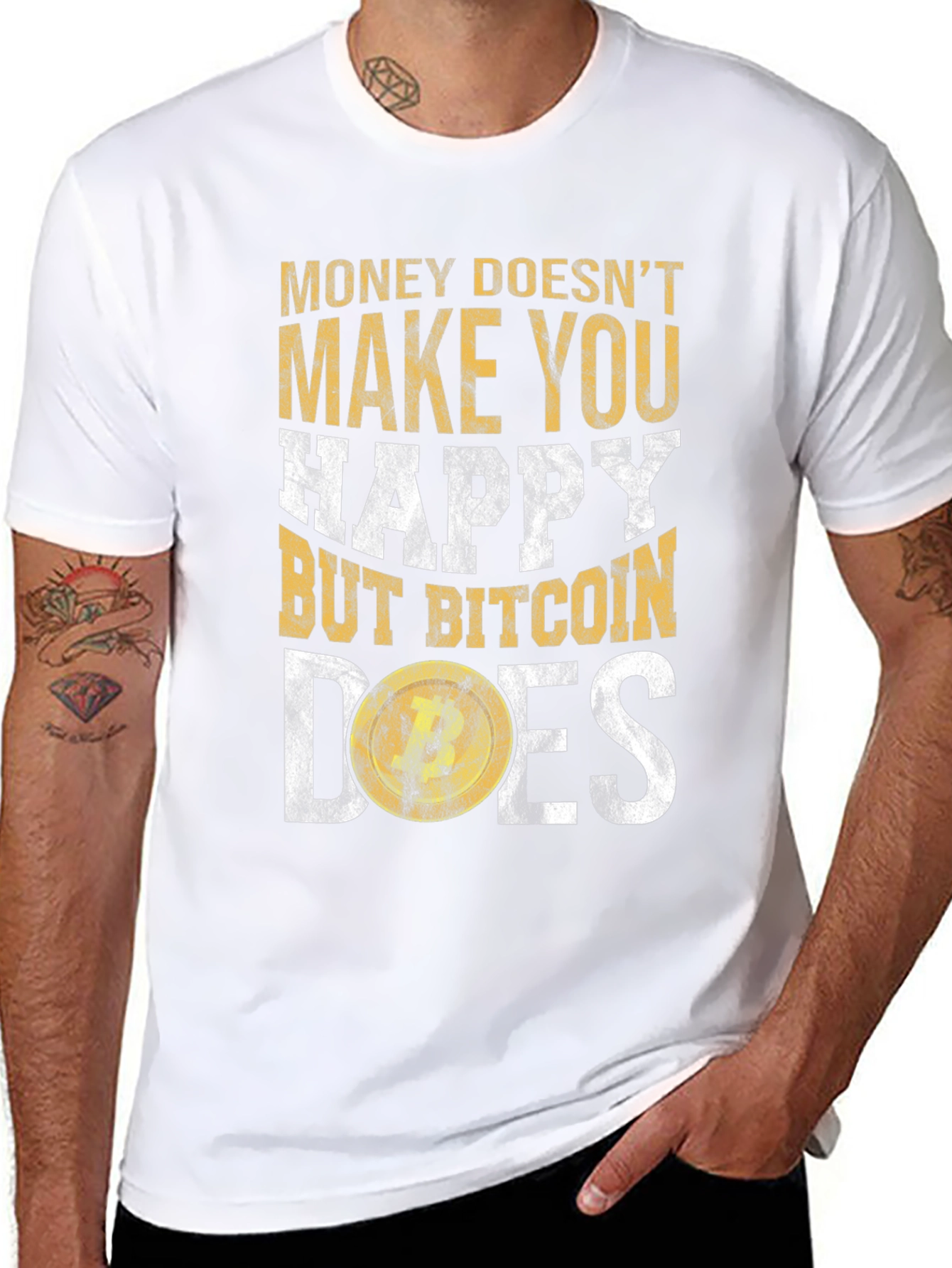 Bitcoin Graphic Tee: Money Doesnt Buy Happiness