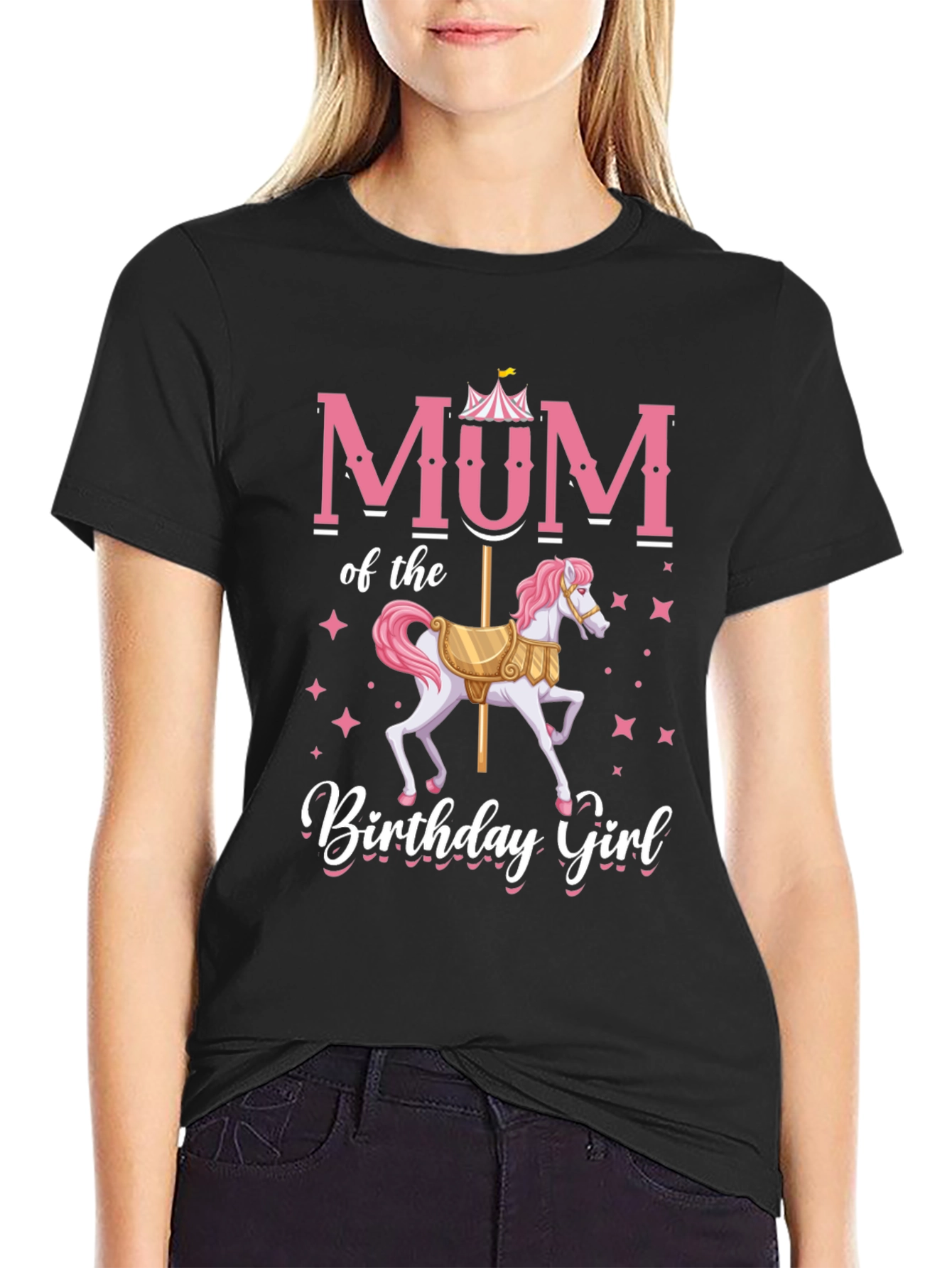 Mum Birthday Girl T-Shirt Carousel Horse