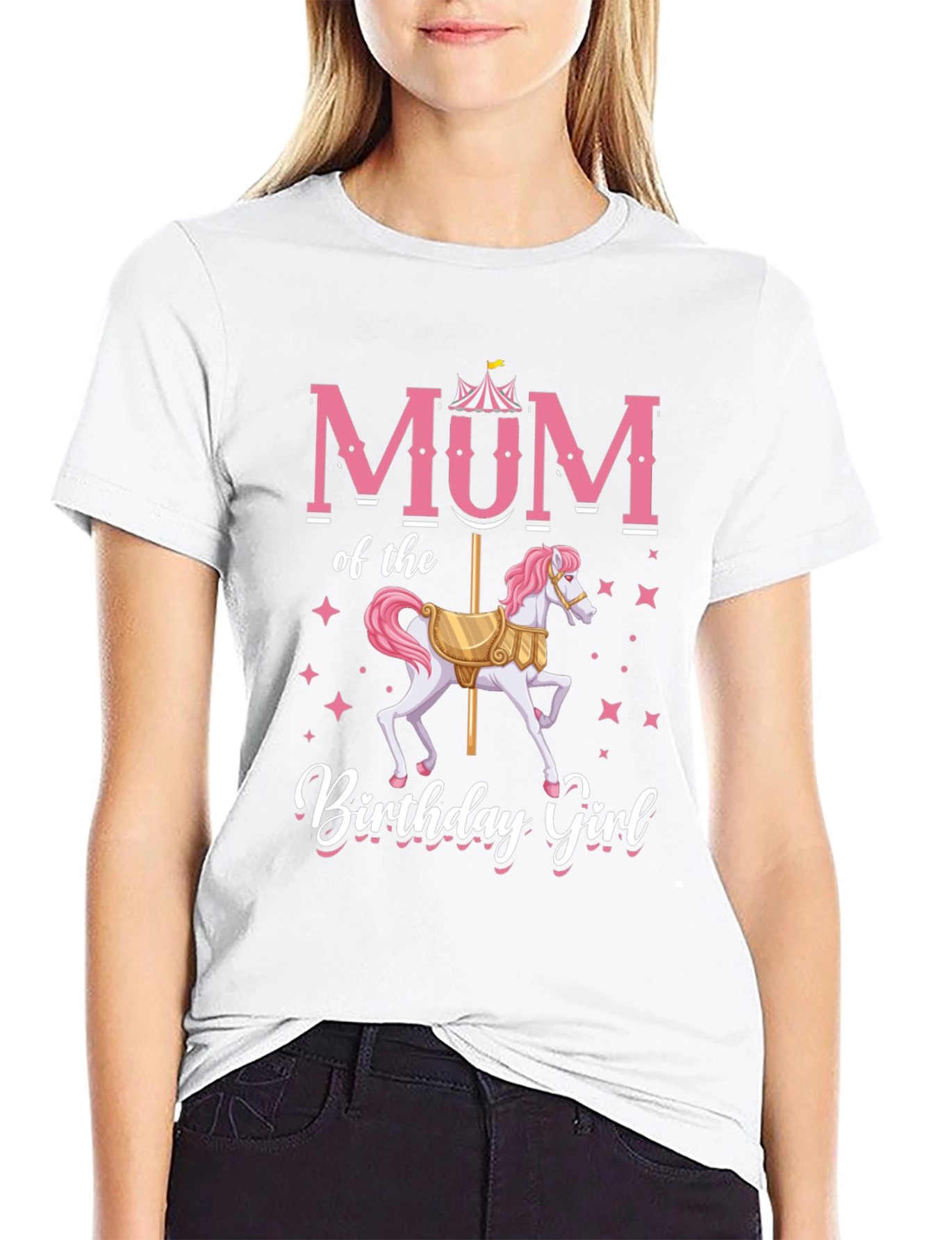 Mum Birthday Girl T-Shirt Carousel Horse