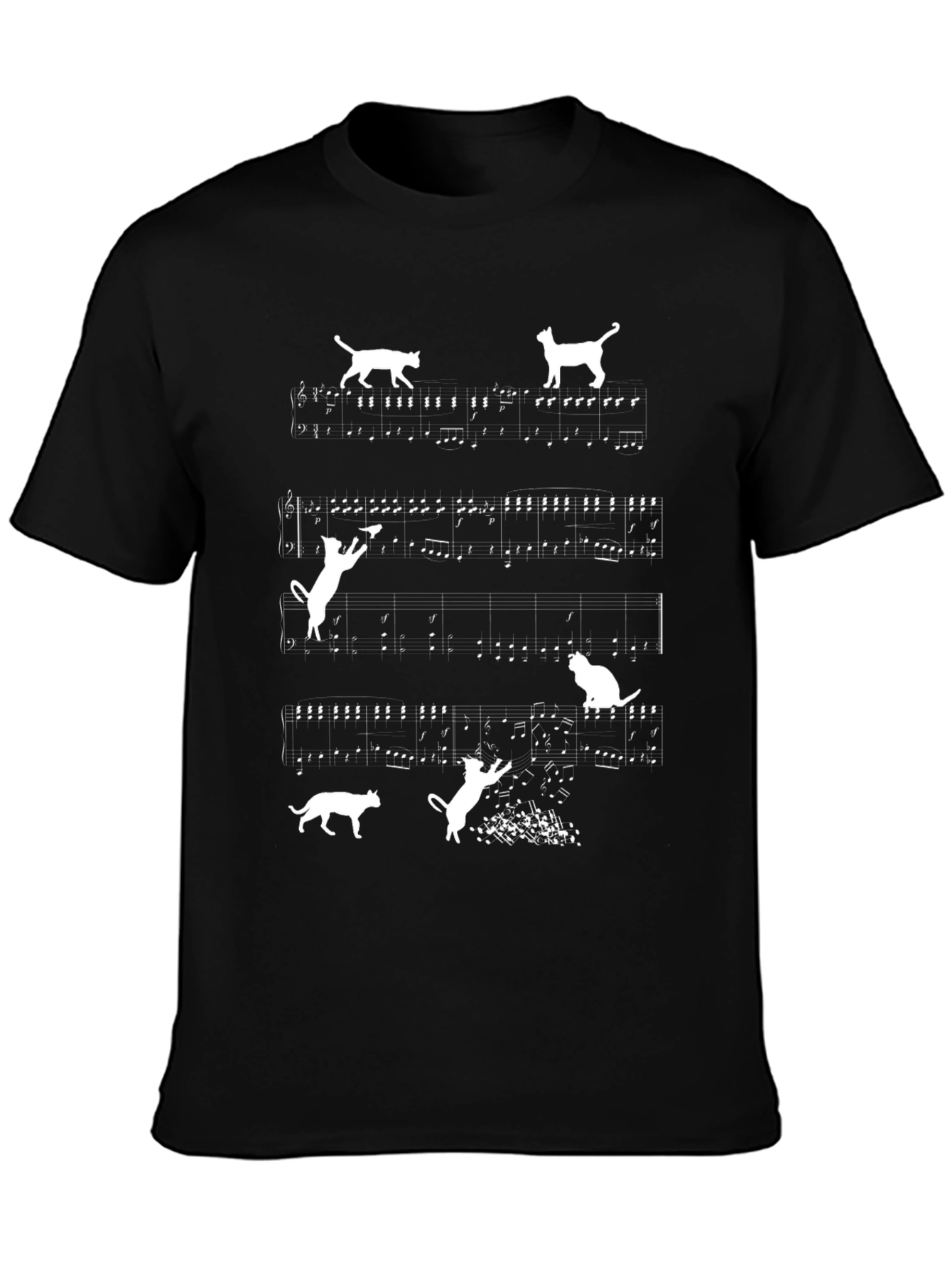 Musical Cats T-Shirt - Black Cotton Tee