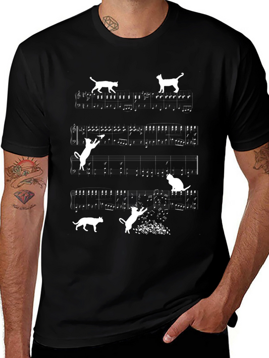 Musical Cats T-Shirt - Black Cotton Tee