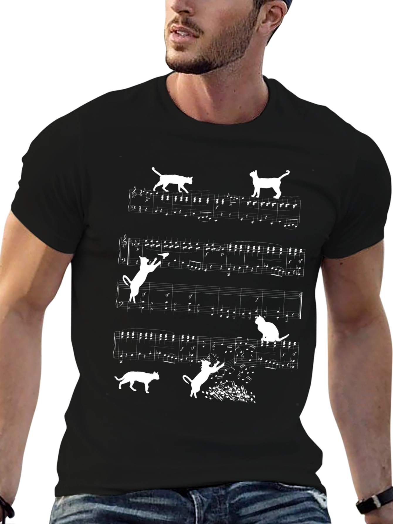 Musical Cats T-Shirt - Black Cotton Tee