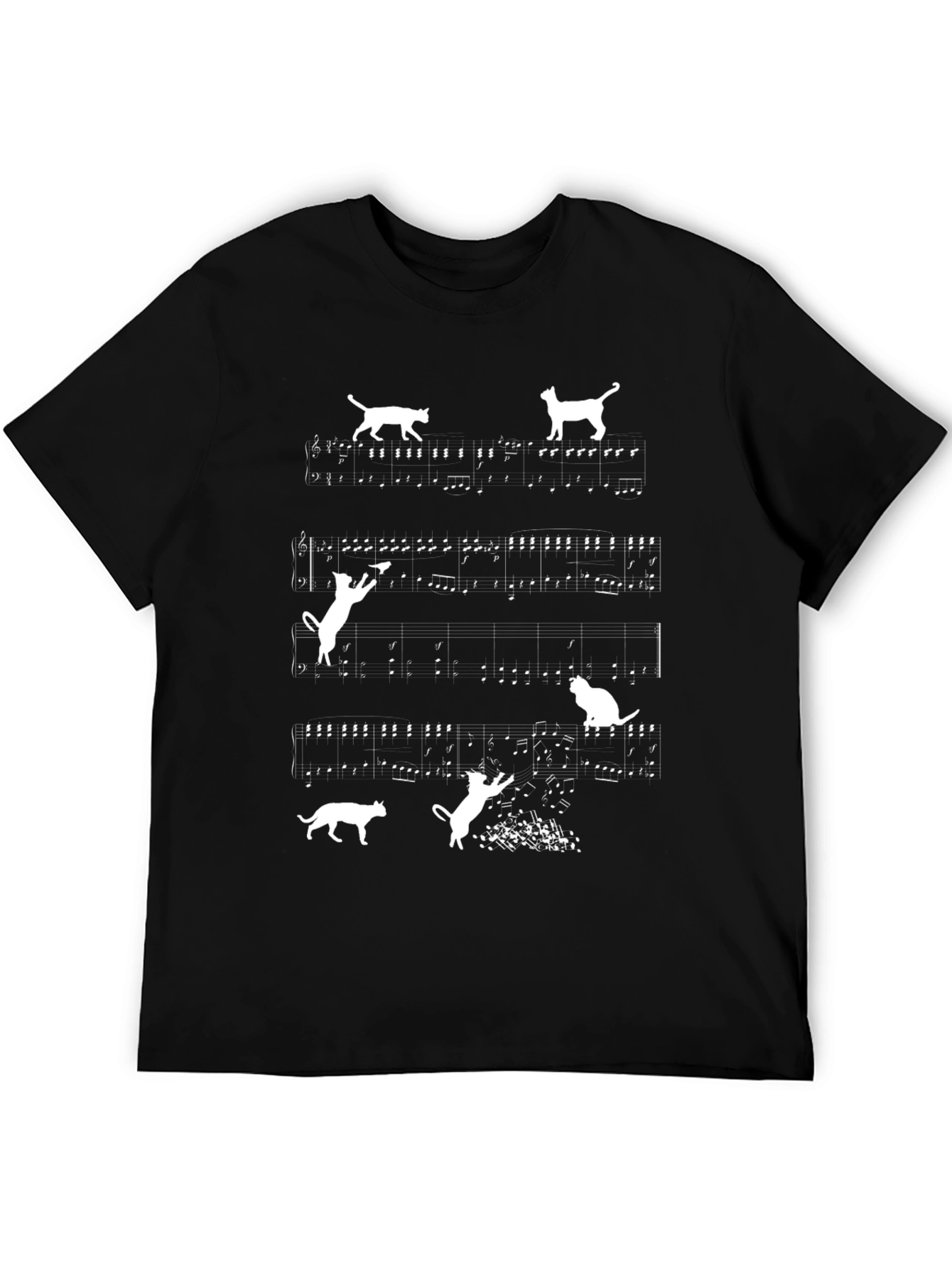 Musical Cats T-Shirt - Black Cotton Tee