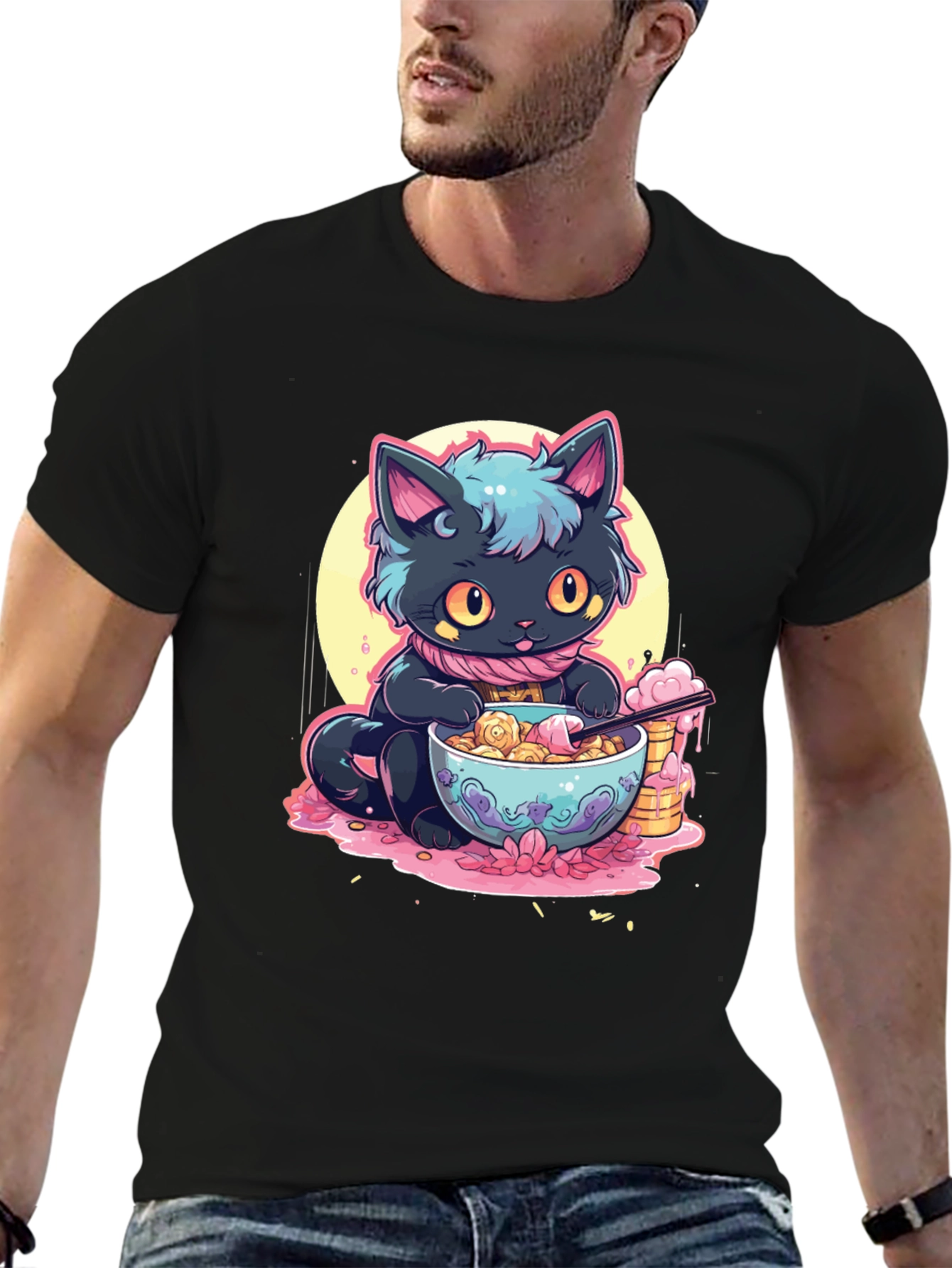 Cute Anime Cat Ramen T-Shirt