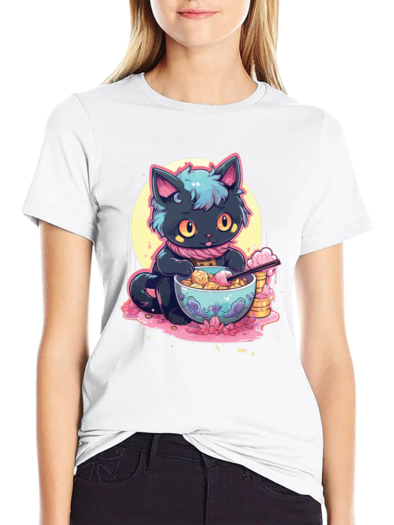 Cute Anime Cat Ramen T-Shirt
