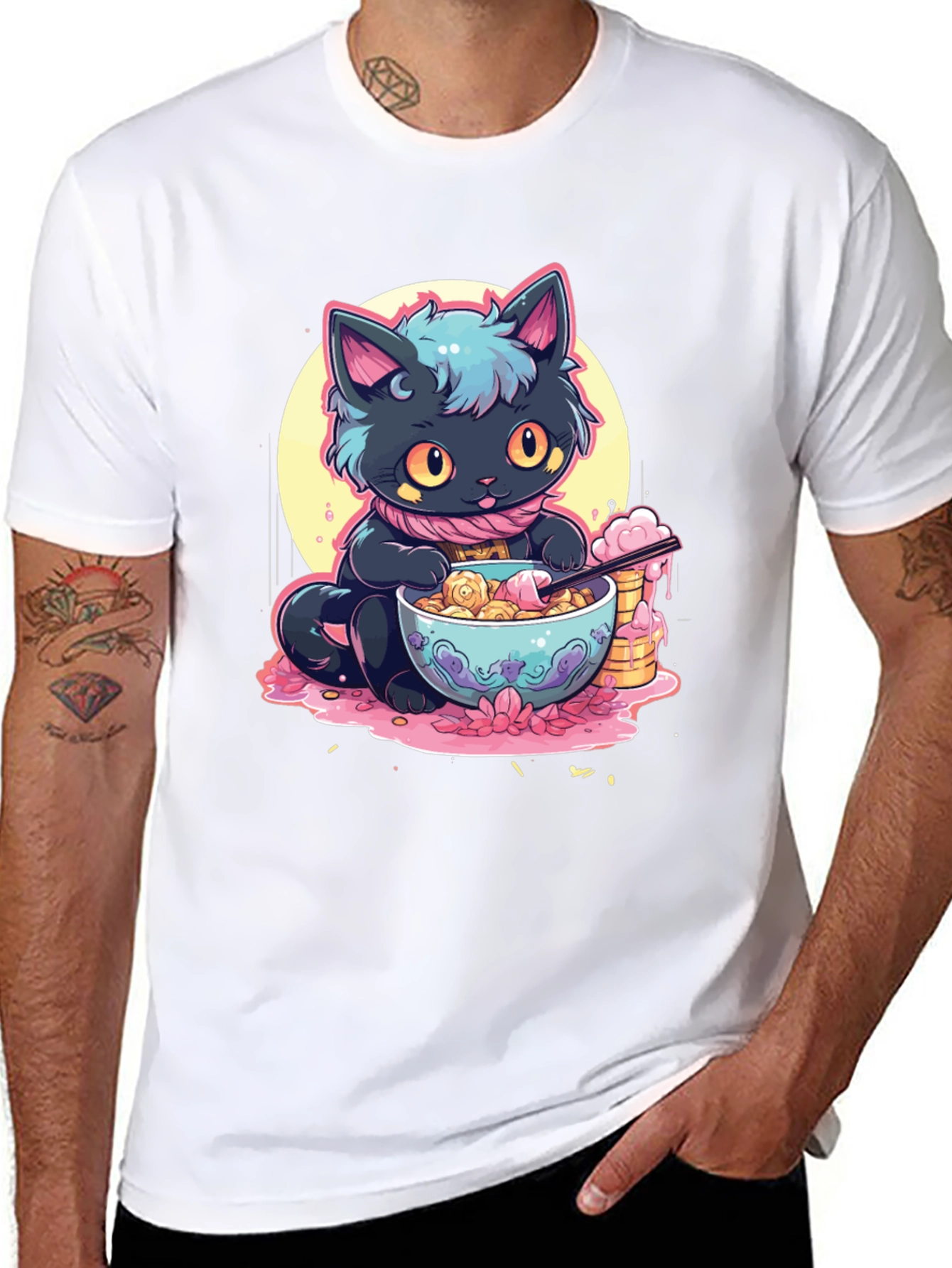 Cute Anime Cat Ramen T-Shirt