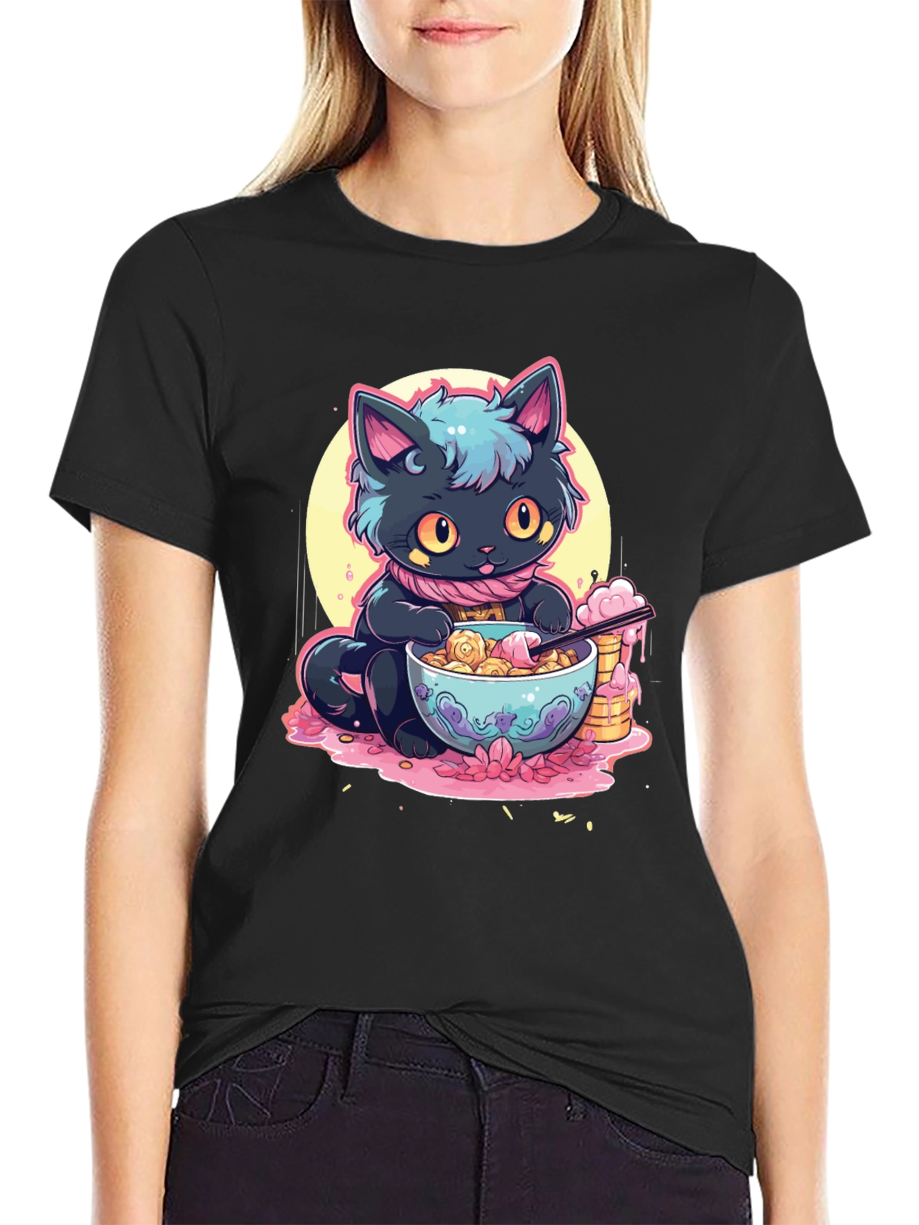 Cute Anime Cat Ramen T-Shirt