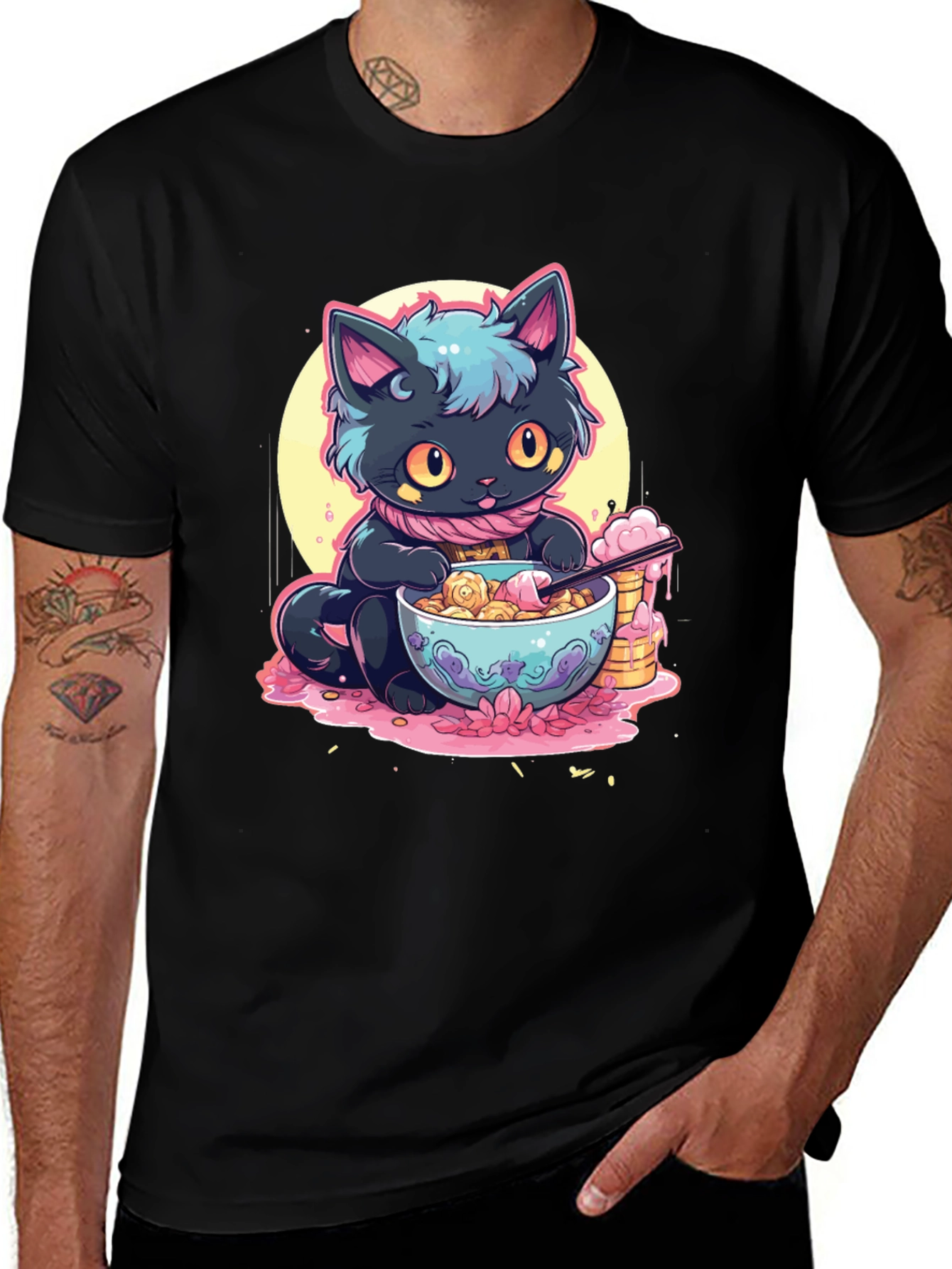Cute Anime Cat Ramen T-Shirt