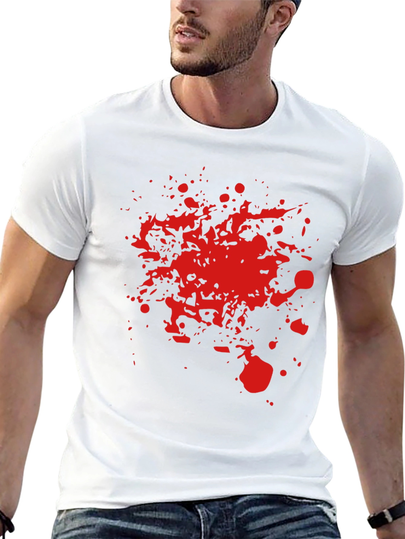 Red Splatter Graphic T-Shirt - Bold Black Tee