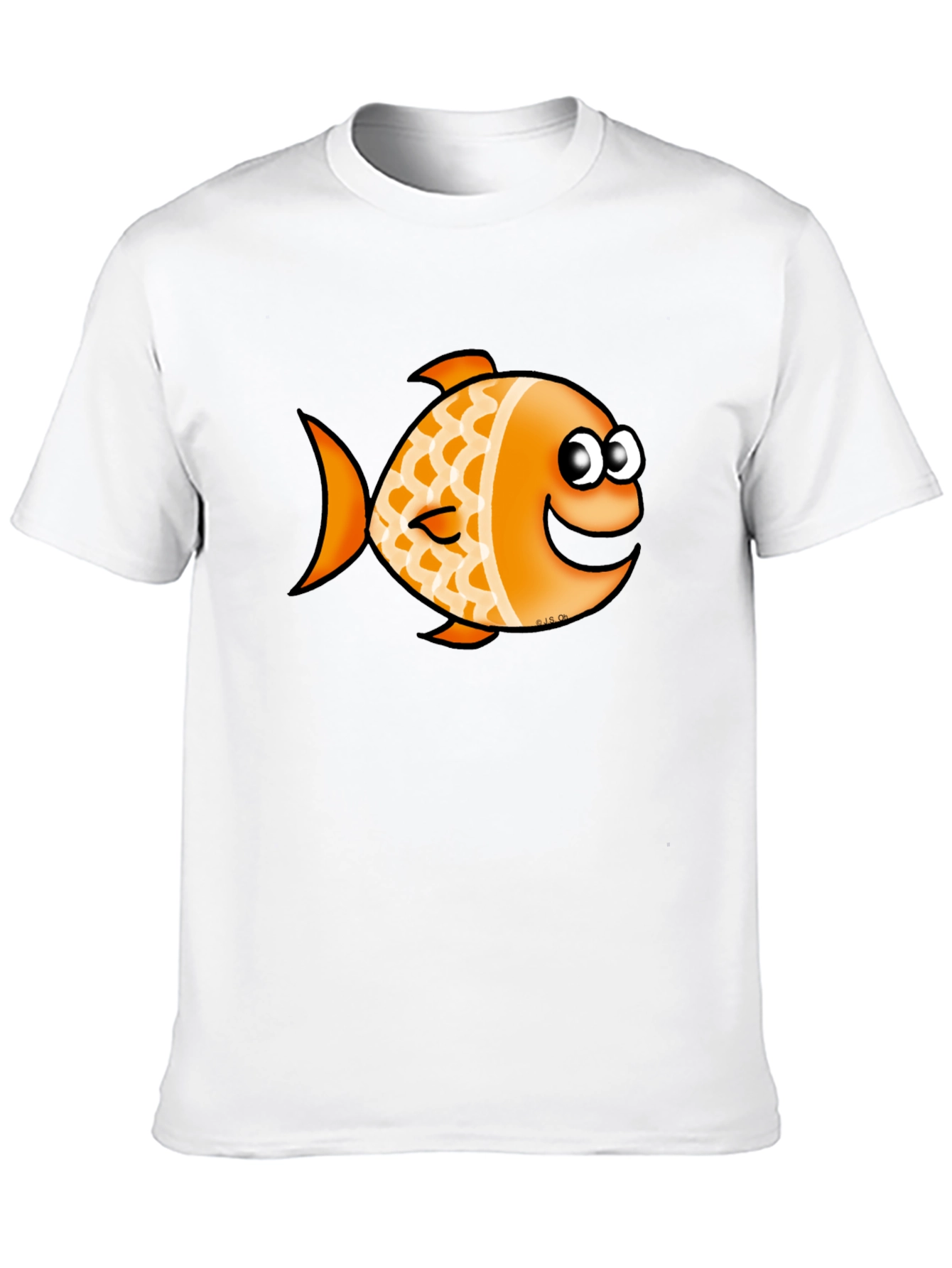Orange Cartoon Fish Graphic T-Shirt