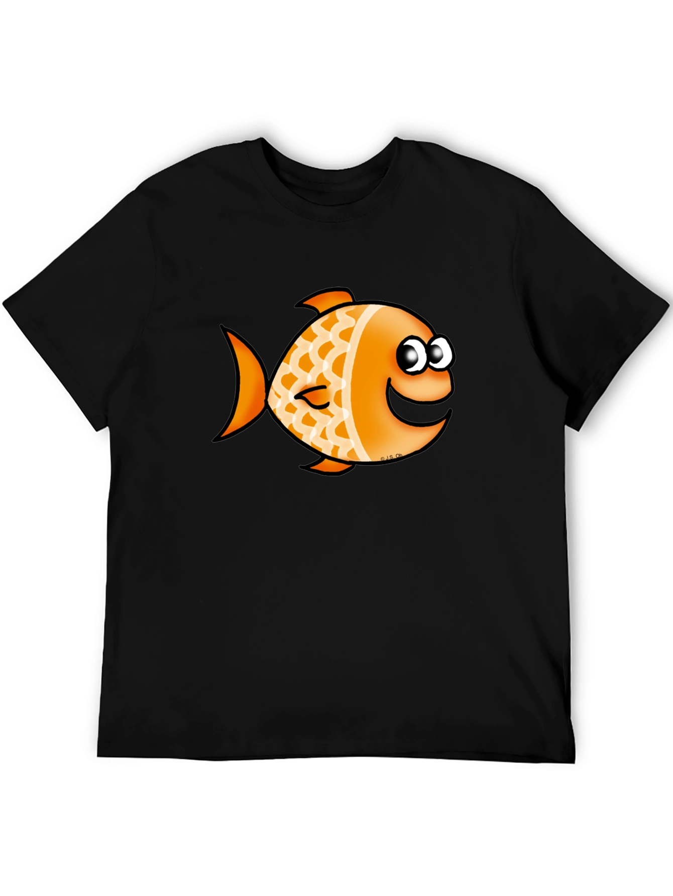 Orange Cartoon Fish Graphic T-Shirt