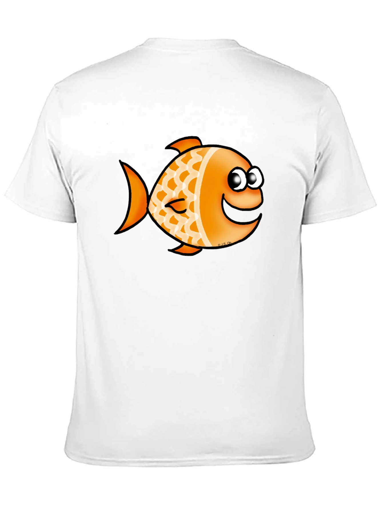 Orange Cartoon Fish Graphic T-Shirt