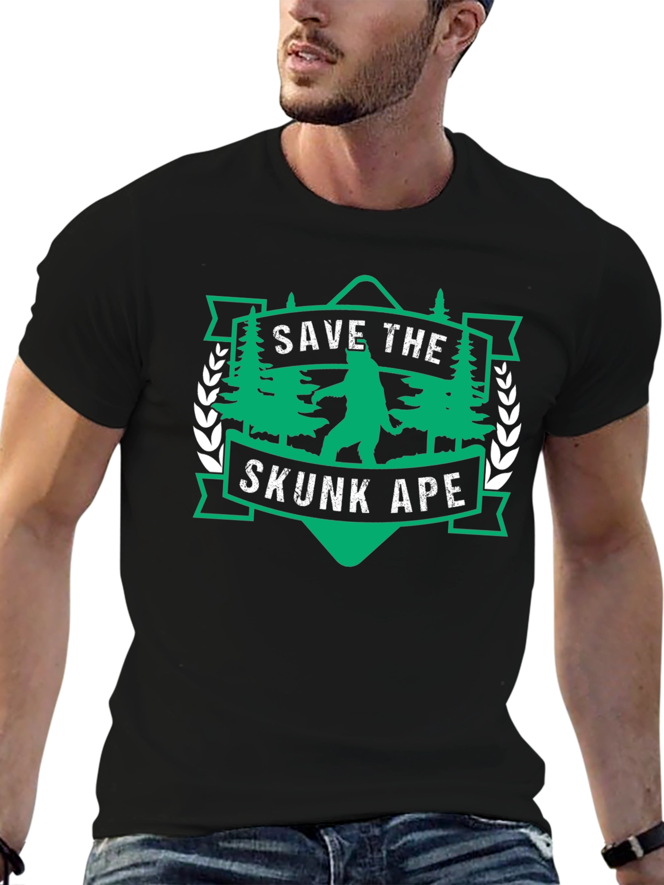 Save the Skunk Ape Graphic Tee - Black T-Shirt