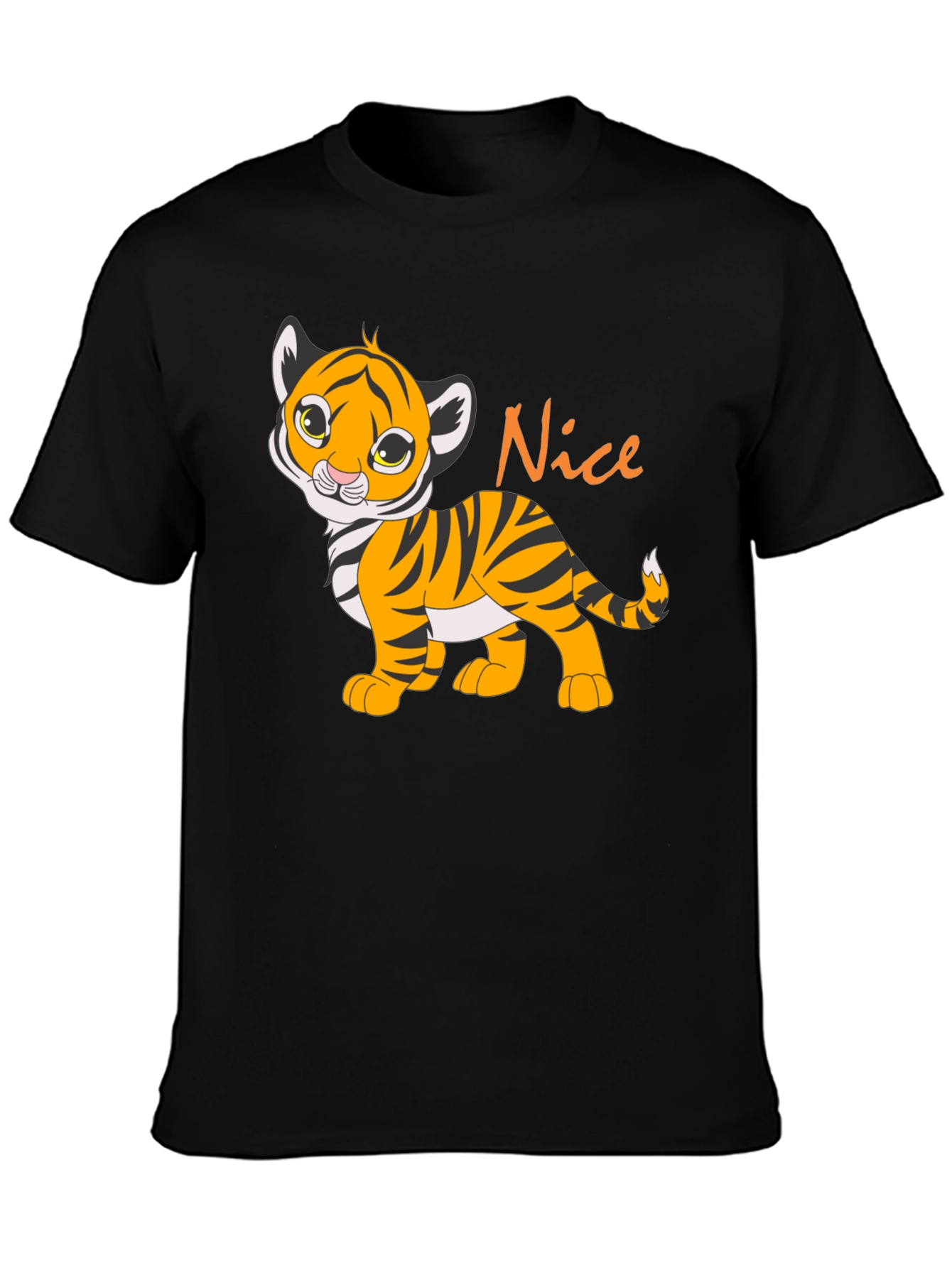 Cute Tiger Cub Nice Graphic T-Shirt - Black