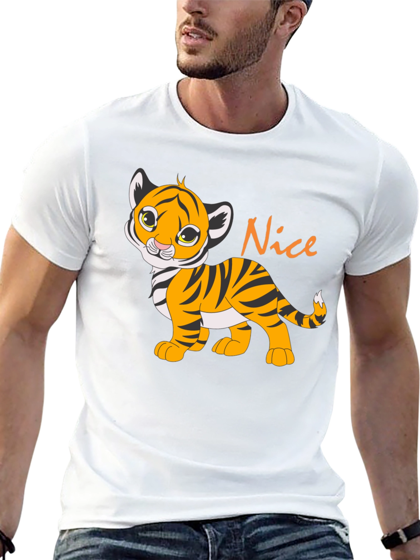 Cute Tiger Cub Nice Graphic T-Shirt - Black
