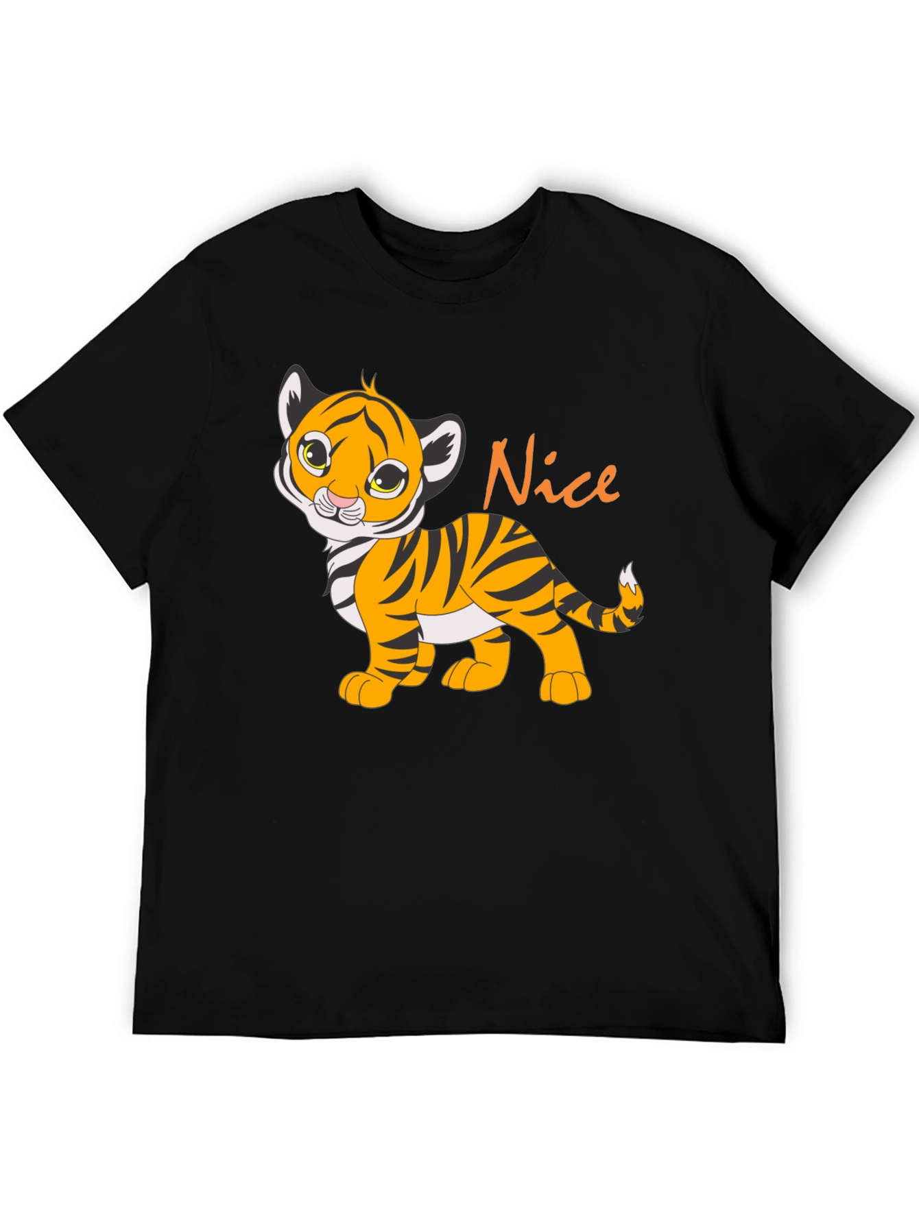 Cute Tiger Cub Nice Graphic T-Shirt - Black