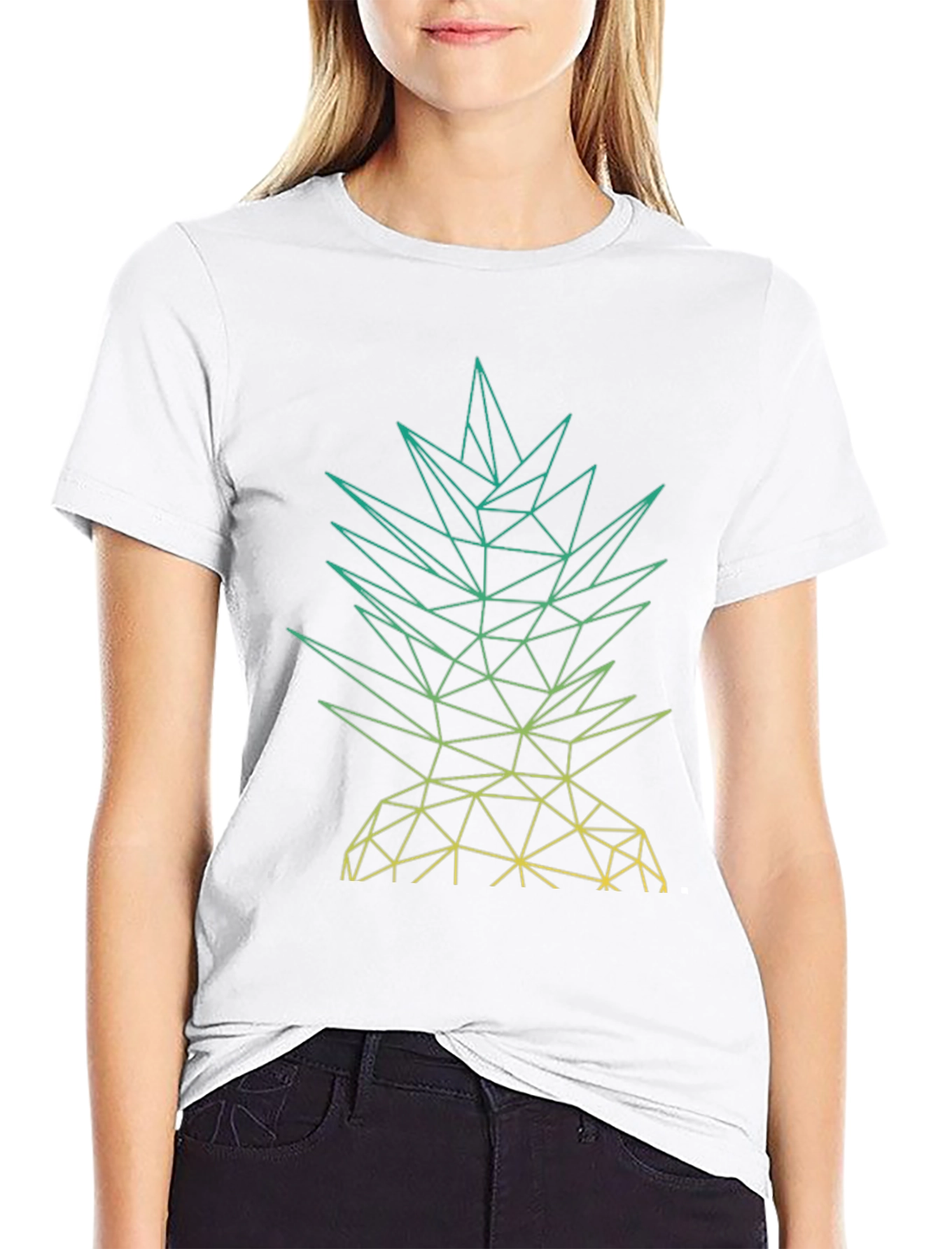 Geometric Pineapple Graphic Tee - Mens Black T-Shirt